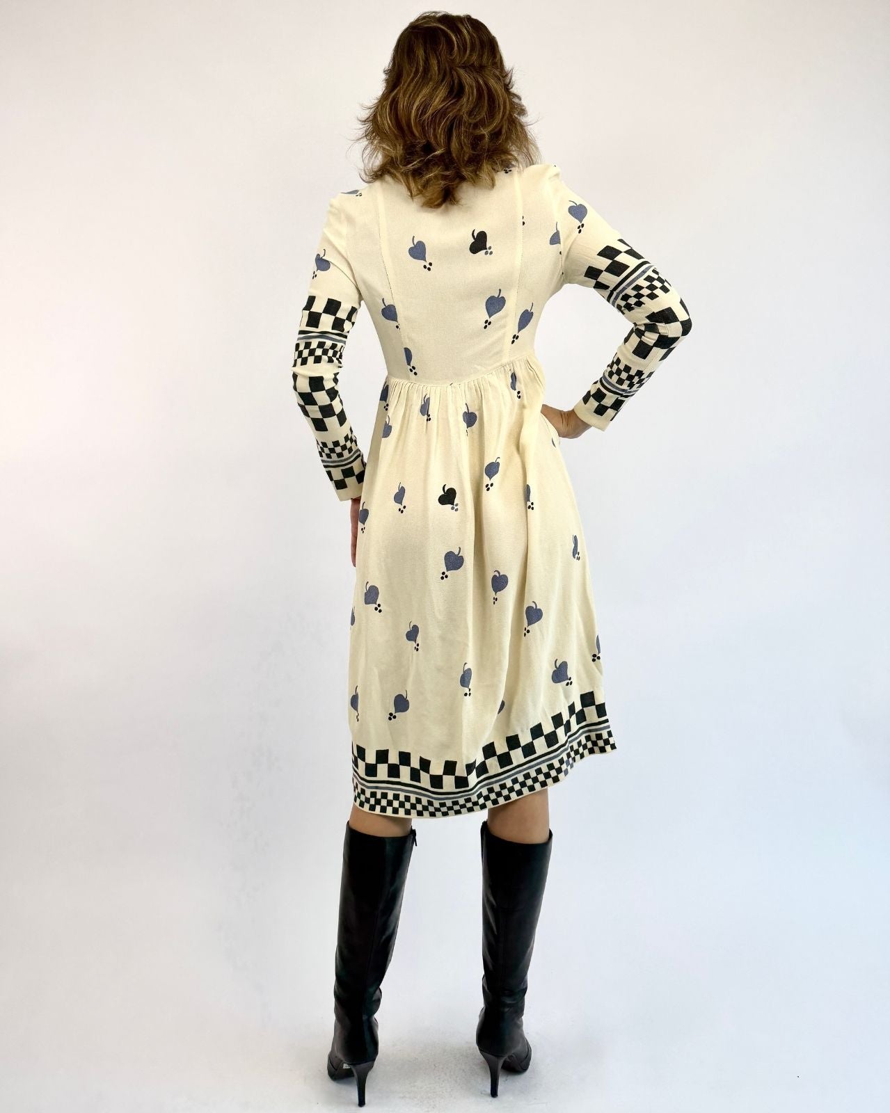 Ossie Clark Style In Spades Crepe Dress