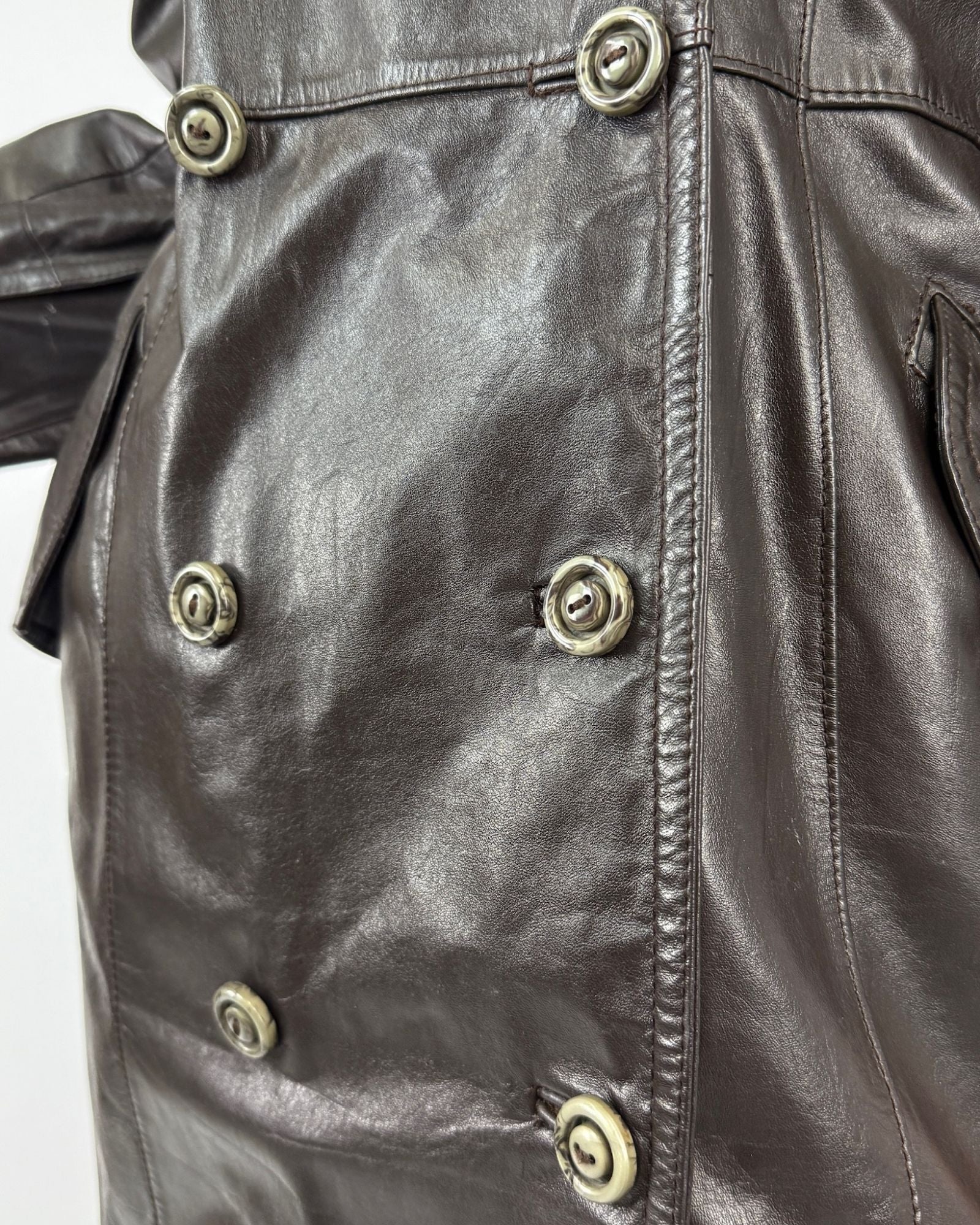 Cherbourg at Night Black Leather Trench Coat