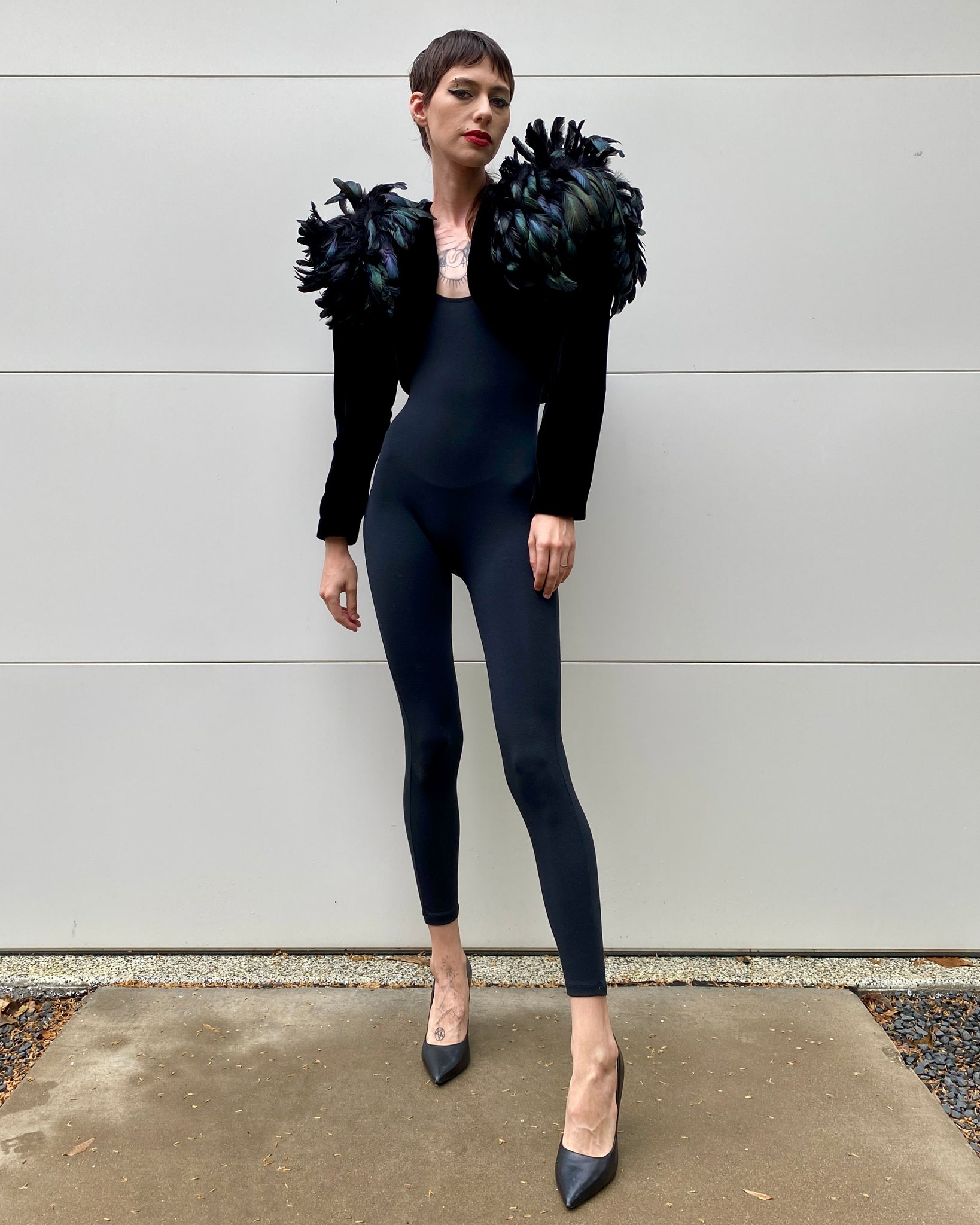 Odette Velvet & Feather 80's Bolero Jacket