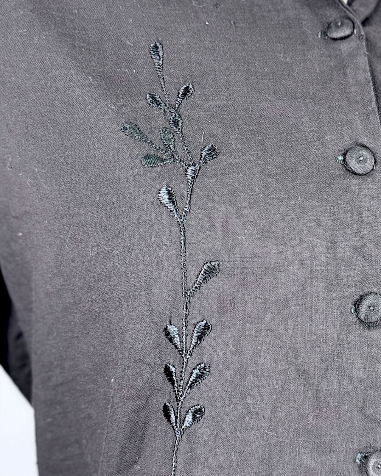 Black Edwardian Embroidered Blouse