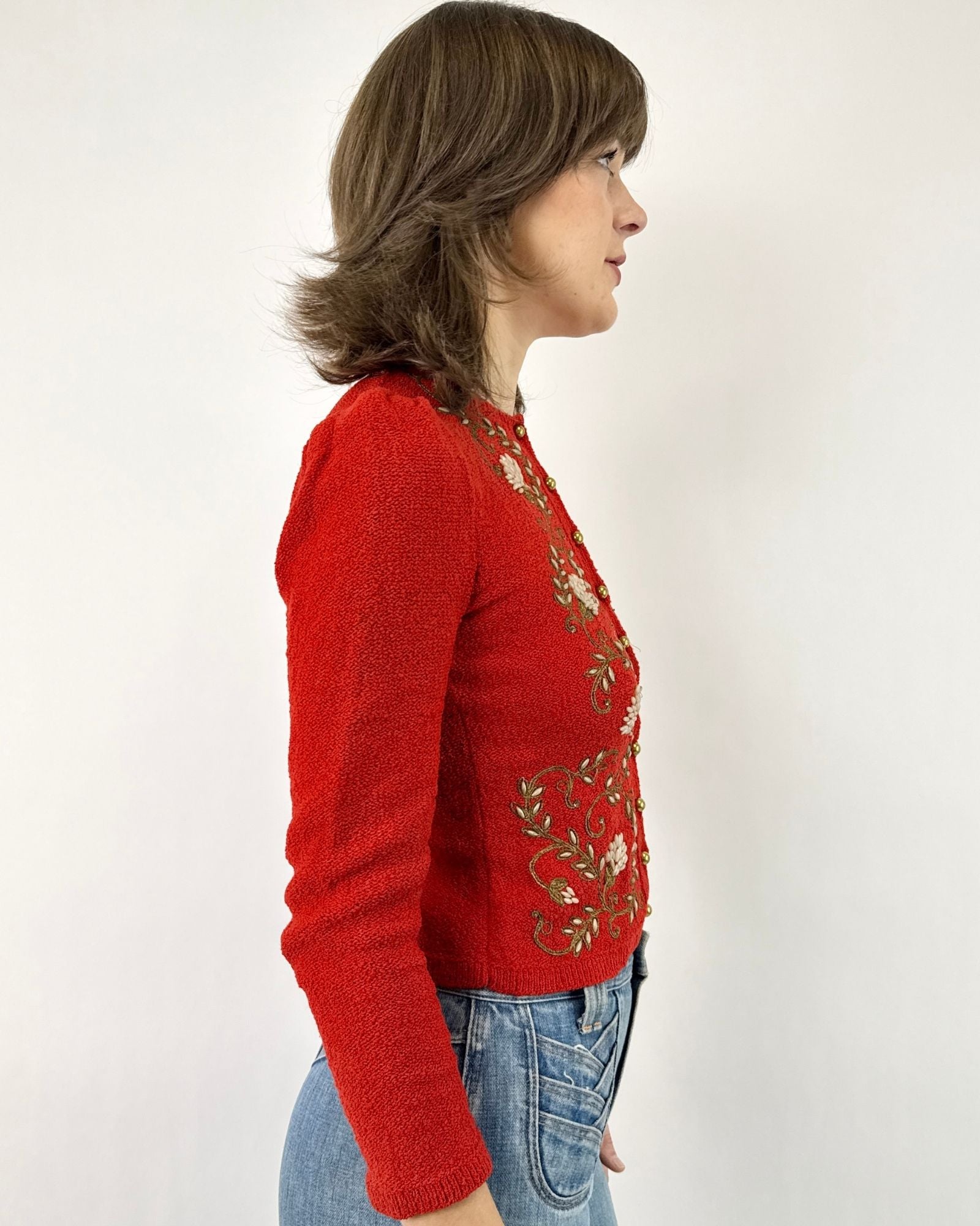 40s Wish Upon Holly Beaded Cardigan