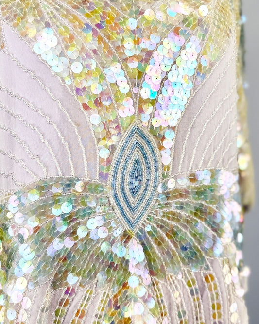 Shomax Pastel Iridescent Butterfly Sequin Blouse