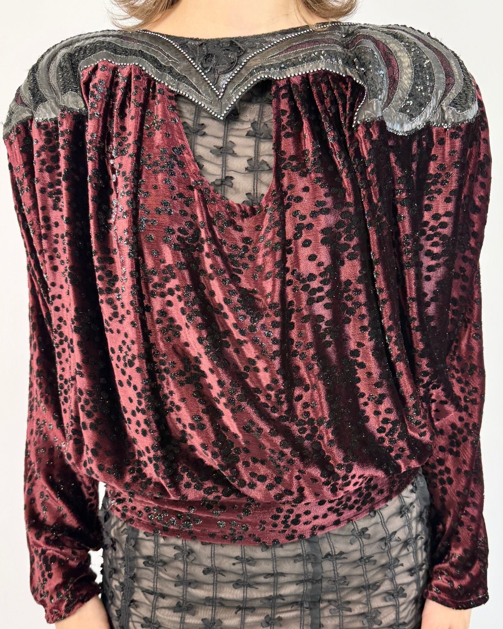 Roberto Cavalli Maroon Romance Velvet Top