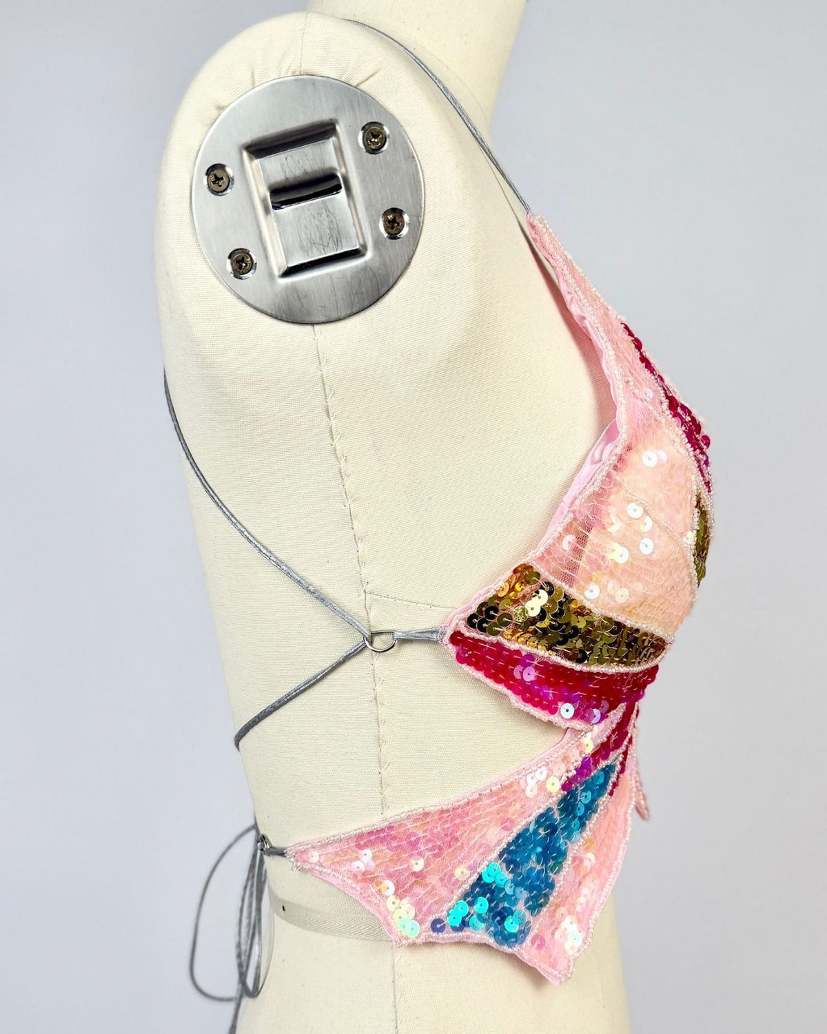 Y2K Sequin Butterfly Halter Top