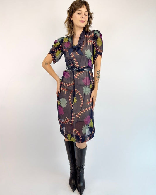1940s Spring In My Step Silk Dress