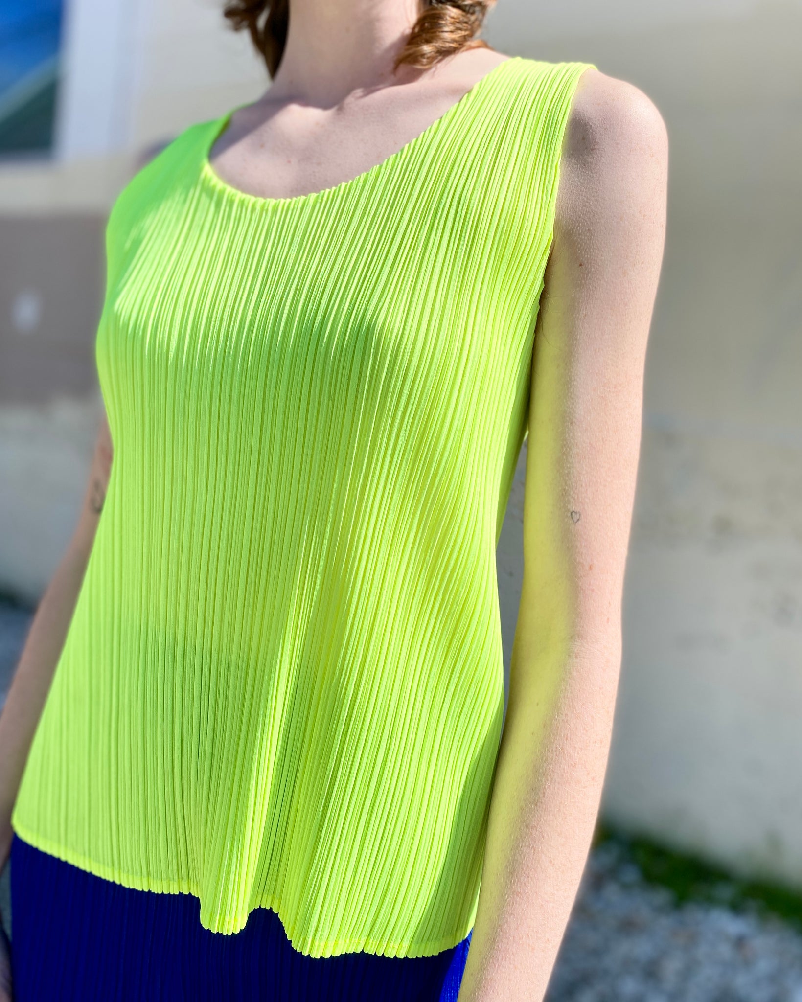 Day-Glo Issey Miyake Pleats Please Top