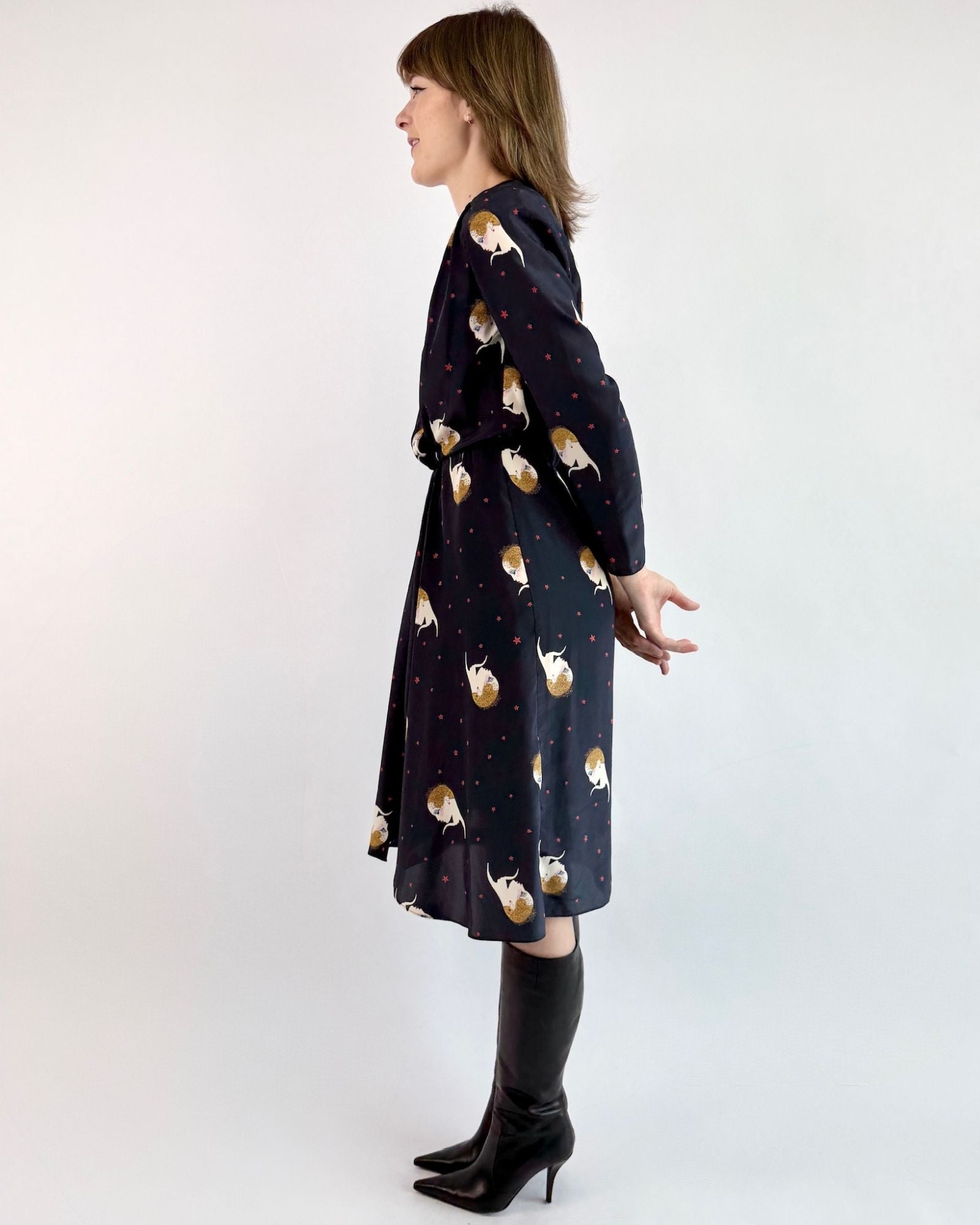 Hanae Mori Daisy Lady Silk Dress