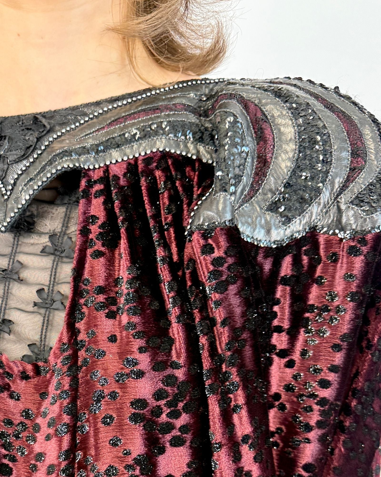 Roberto Cavalli Maroon Romance Velvet Top