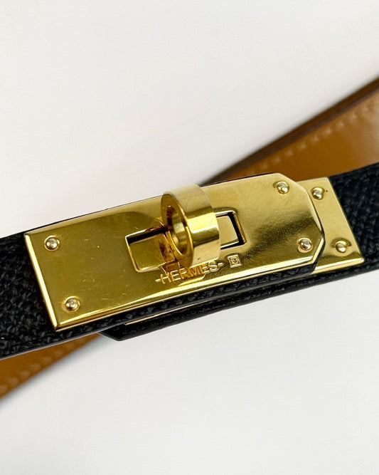 Hermès Black Thin Leather Belt