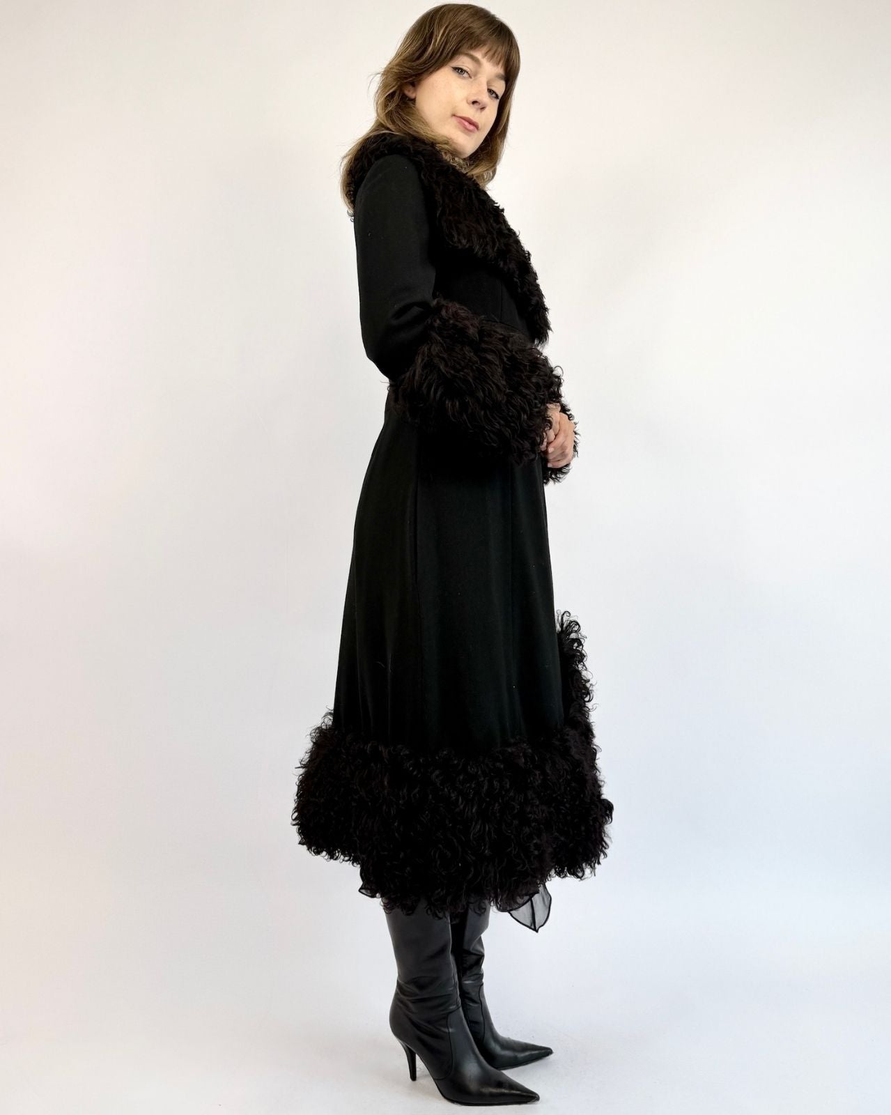 Shadowed Travels Wool Curly Lamb Duster