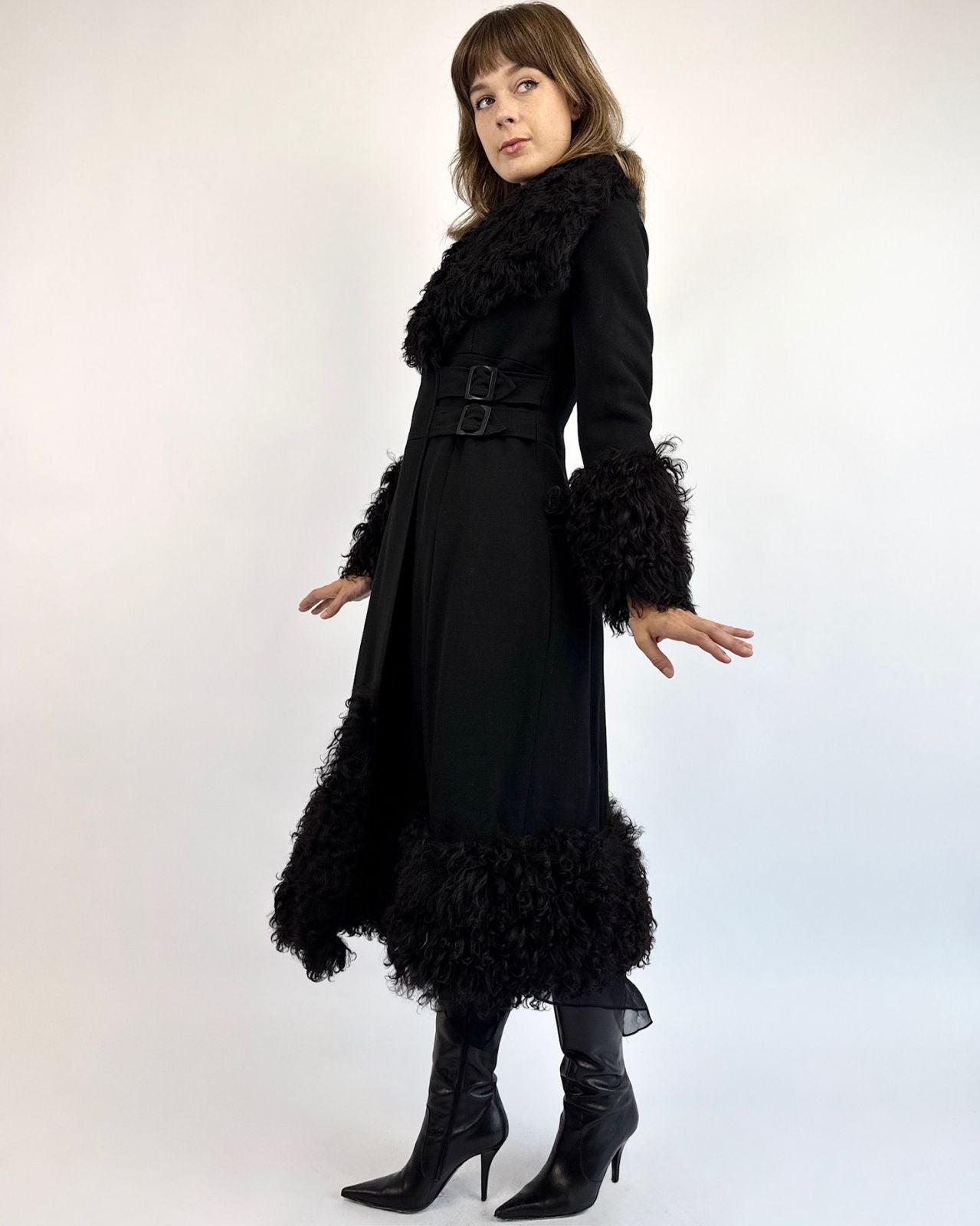 Shadowed Travels Wool Curly Lamb Duster