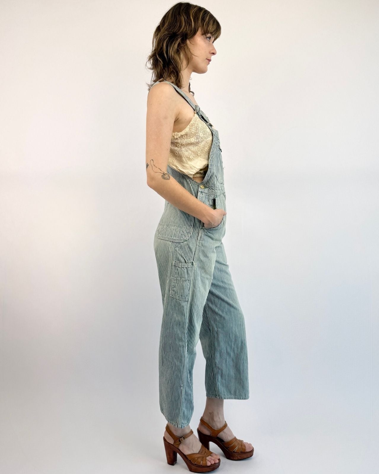 Track Me Down Hickory Striped Overalls