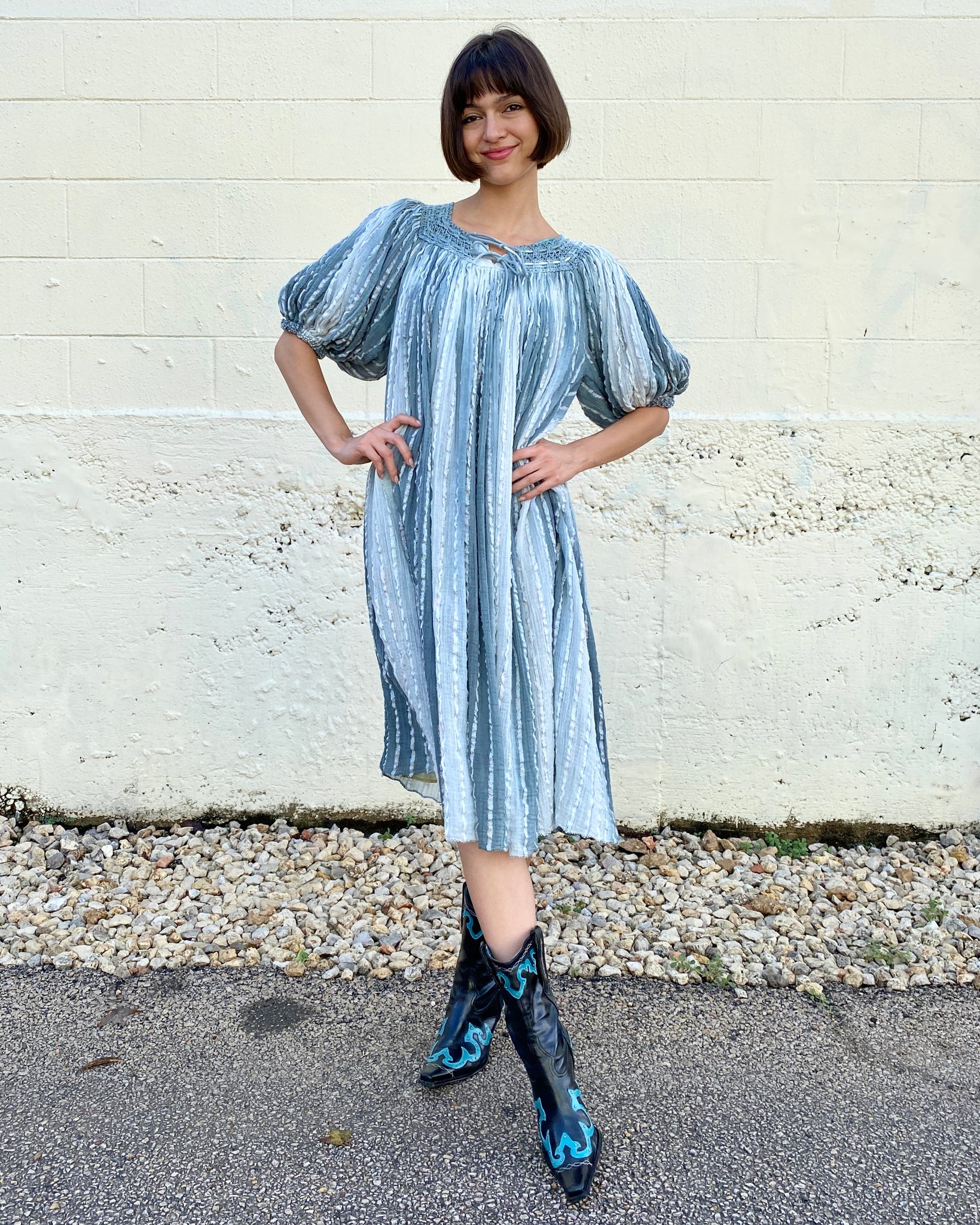 Winter Skies Grecian Gauze Dress