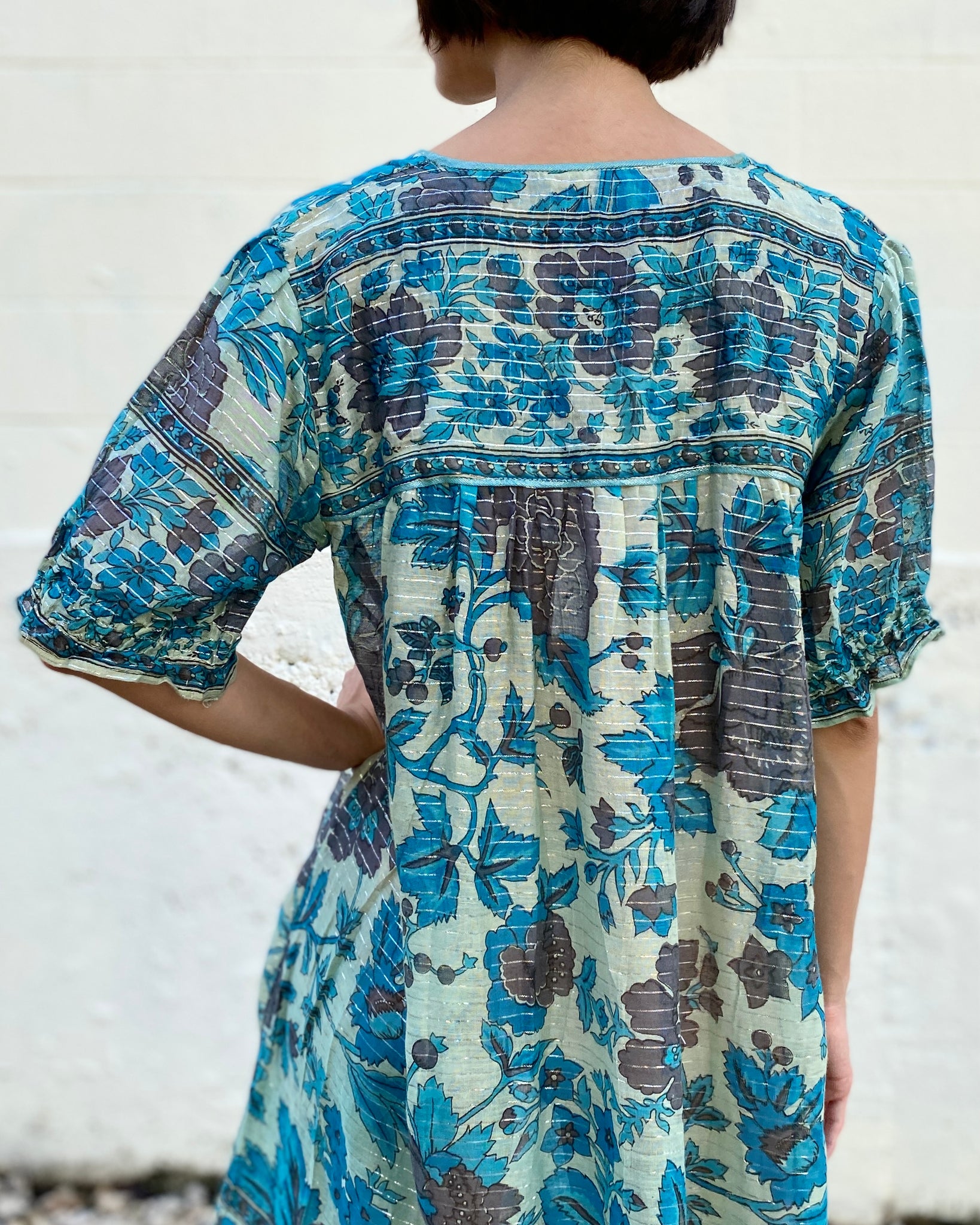 Bright Lit Blue Skies Indian Cotton Dress