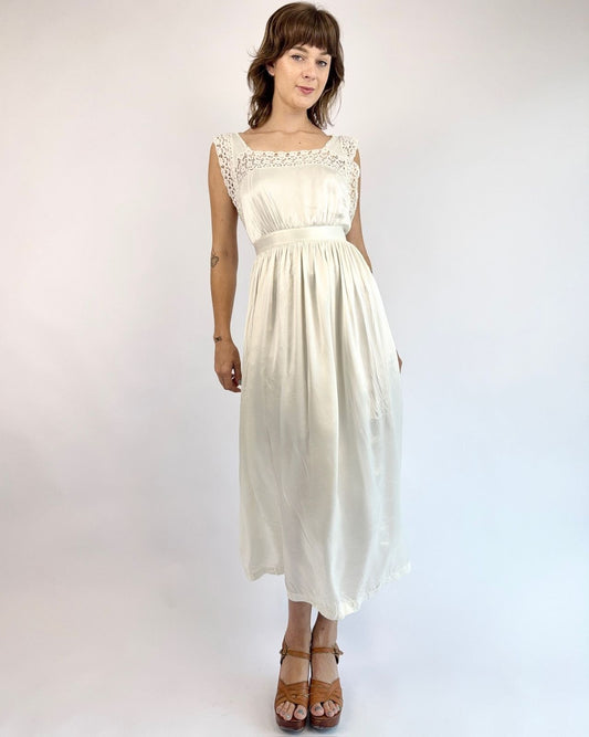 1930s Dove Springs White Slip Dress