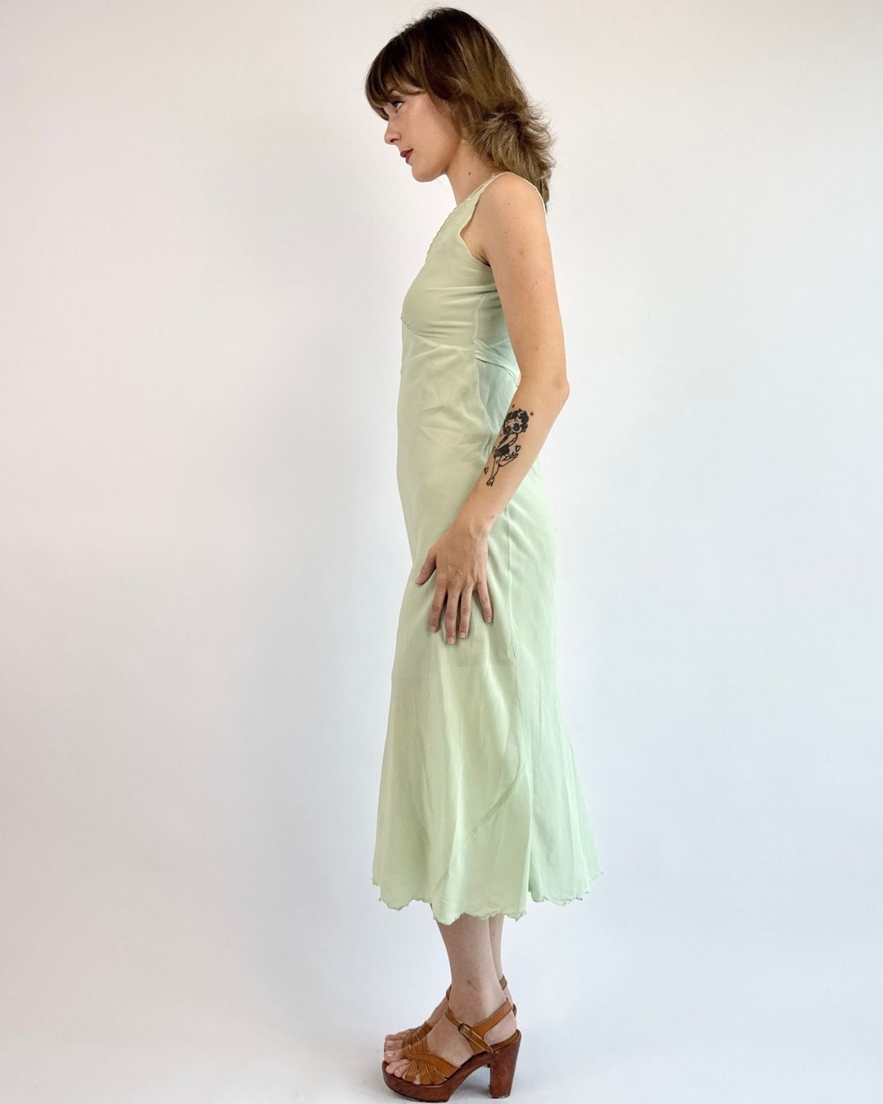 1930s Hint of Mint Silk Slip Dress