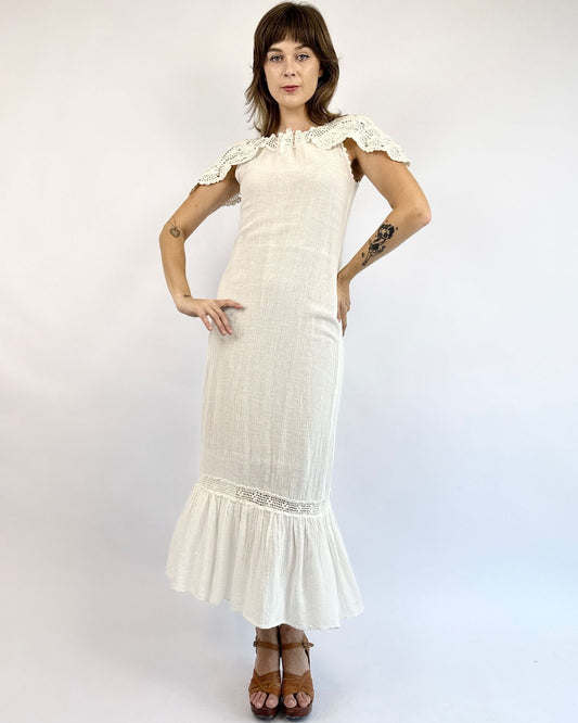 70s Earth Angel Gauze Maxi Dress