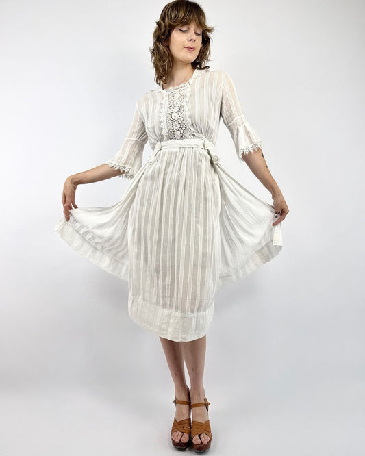 Edwardian Gentle Breezes Striped Lawn Dress