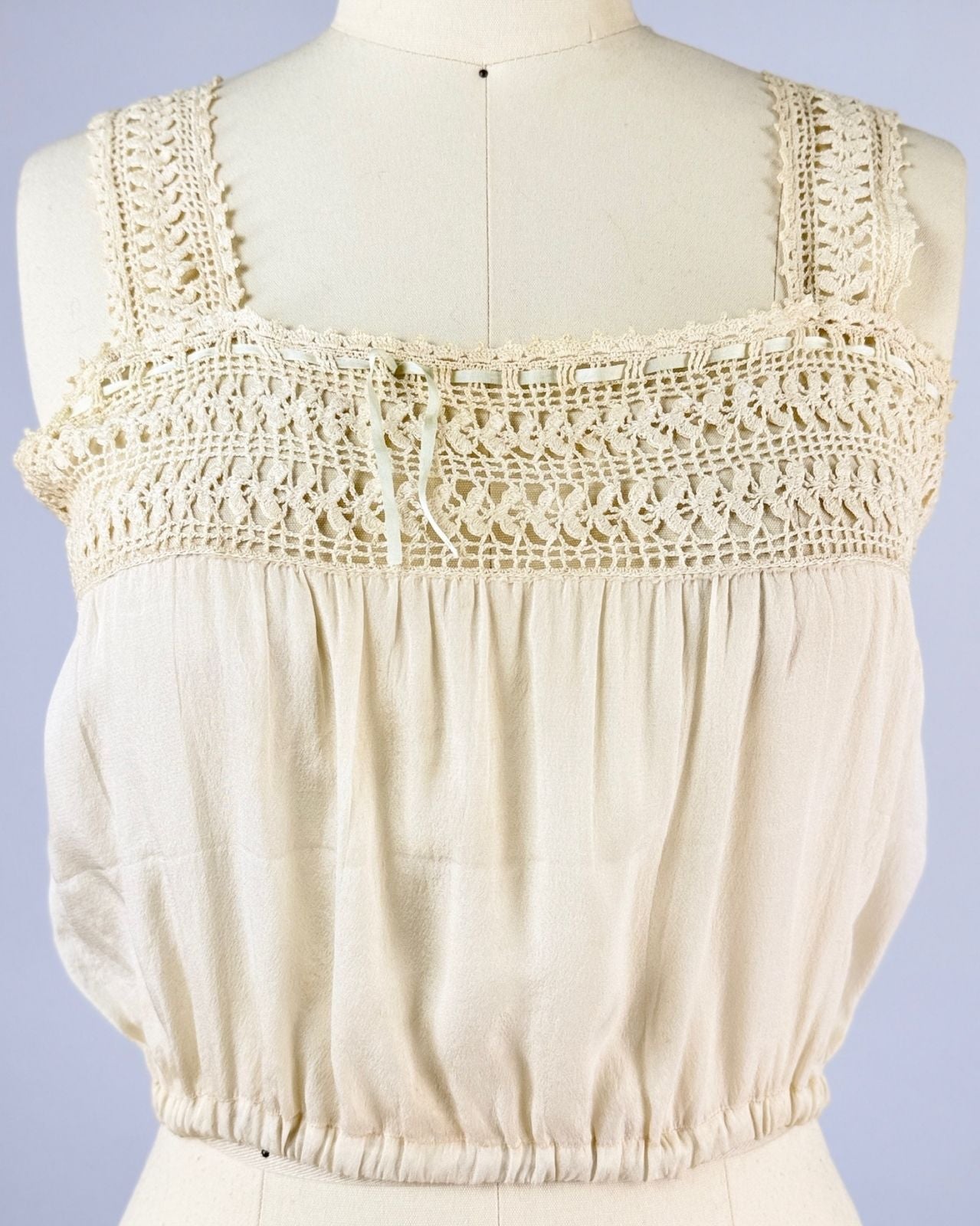 Cream Silk Crochet Corset Cover