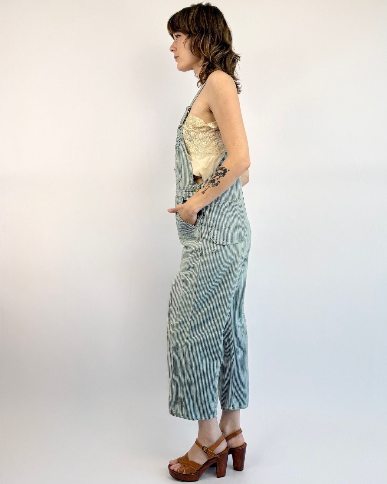 Track Me Down Hickory Striped Overalls