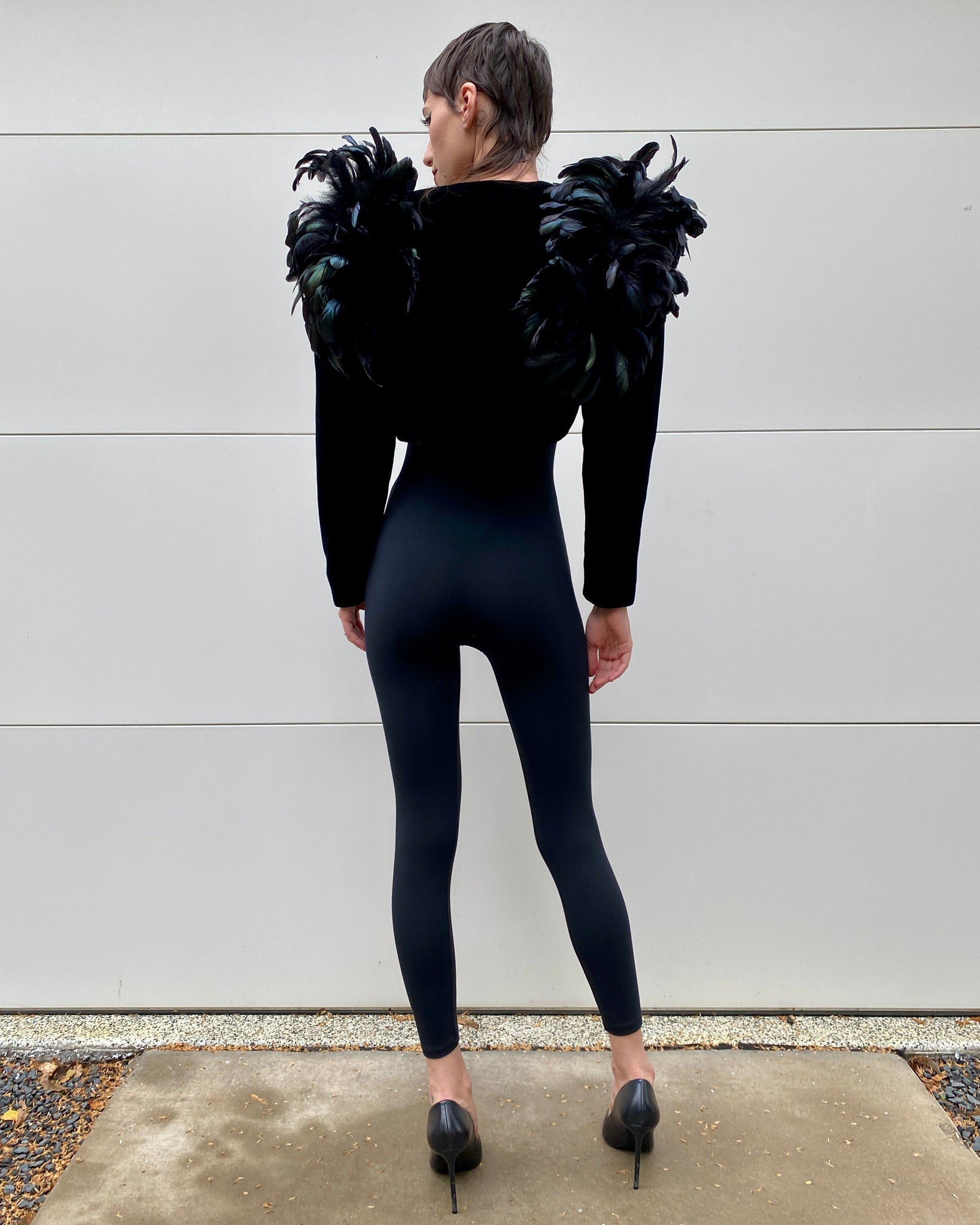 Odette Velvet & Feather 80's Bolero Jacket