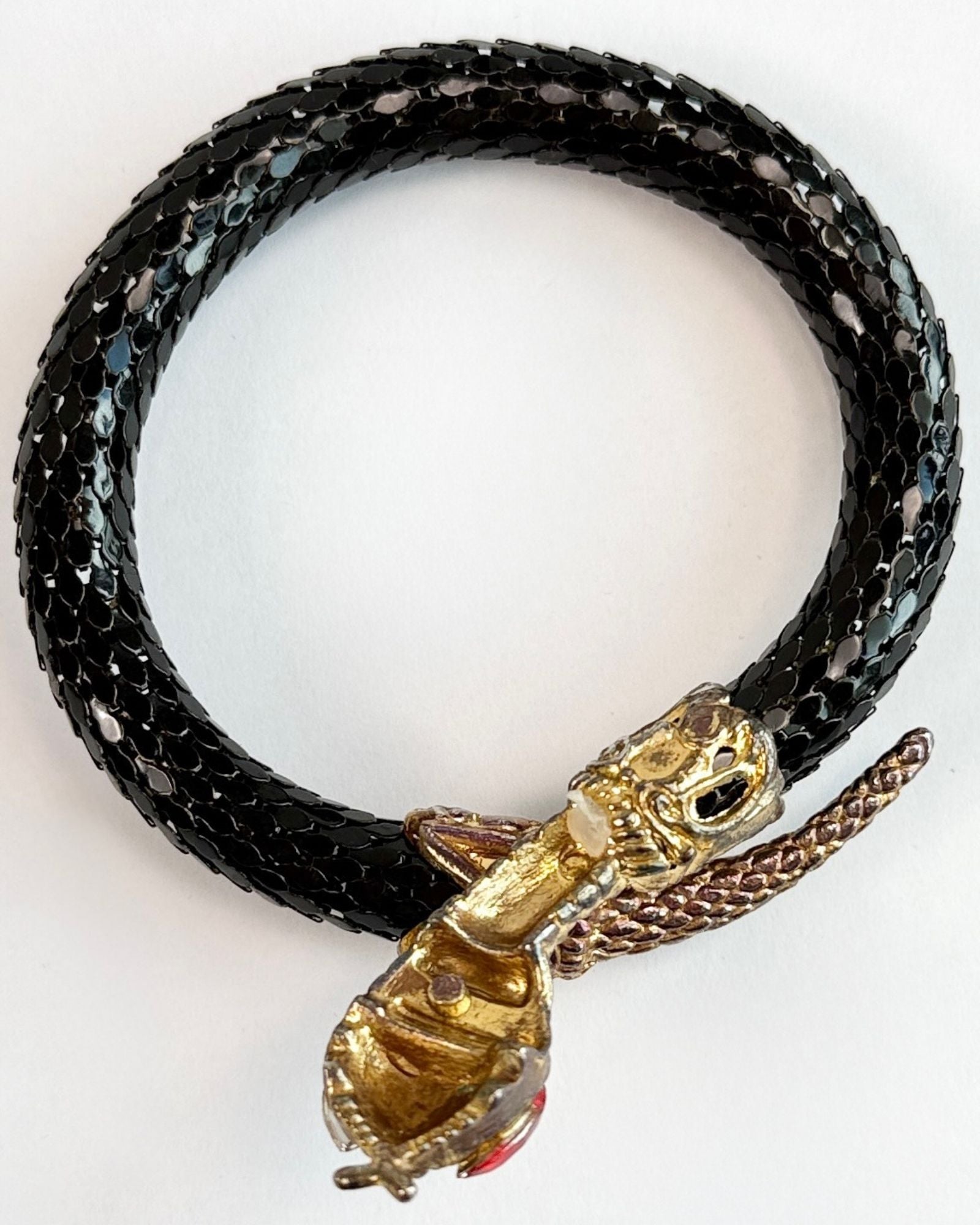 Black Snake Bracelet with Ruby Eyes