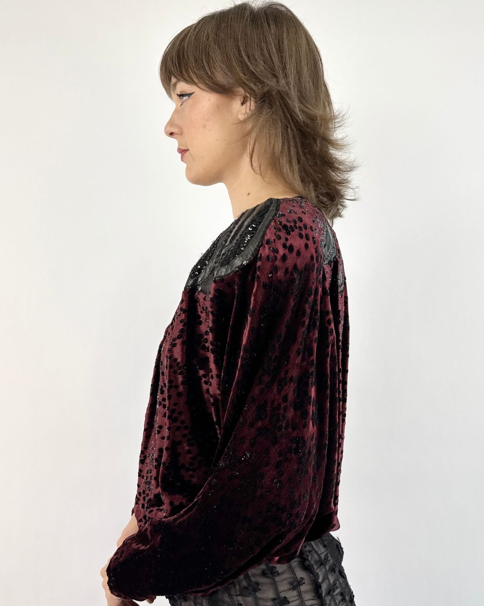 Roberto Cavalli Maroon Romance Velvet Top