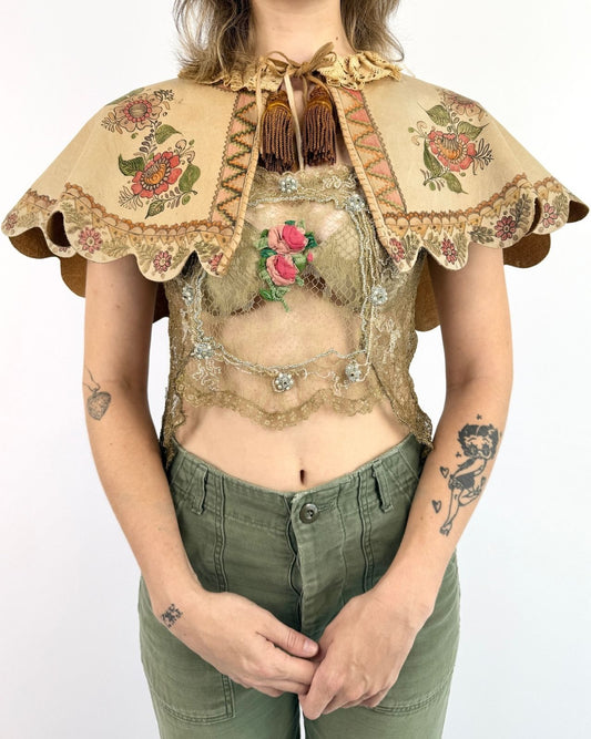 60s Char Wrapped In Petals Leather Collar