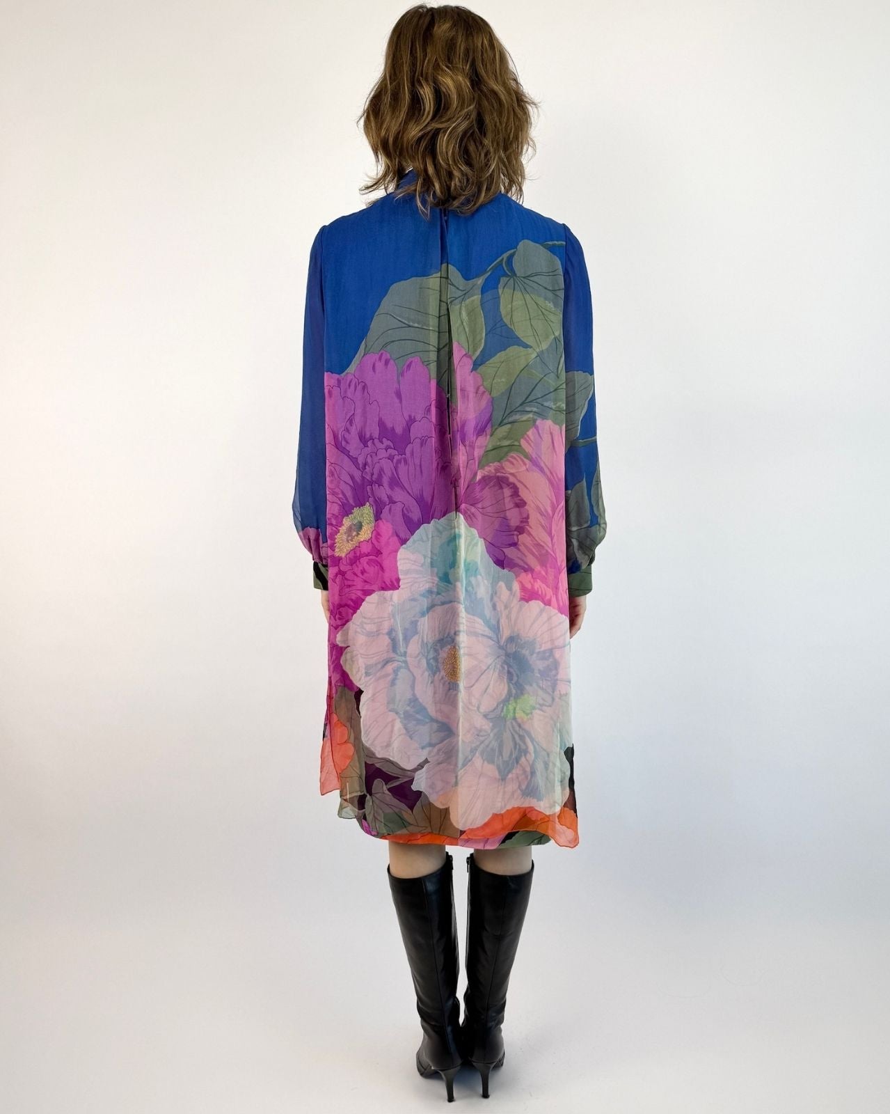 Hanae Mori Floating Petals Silk Dress