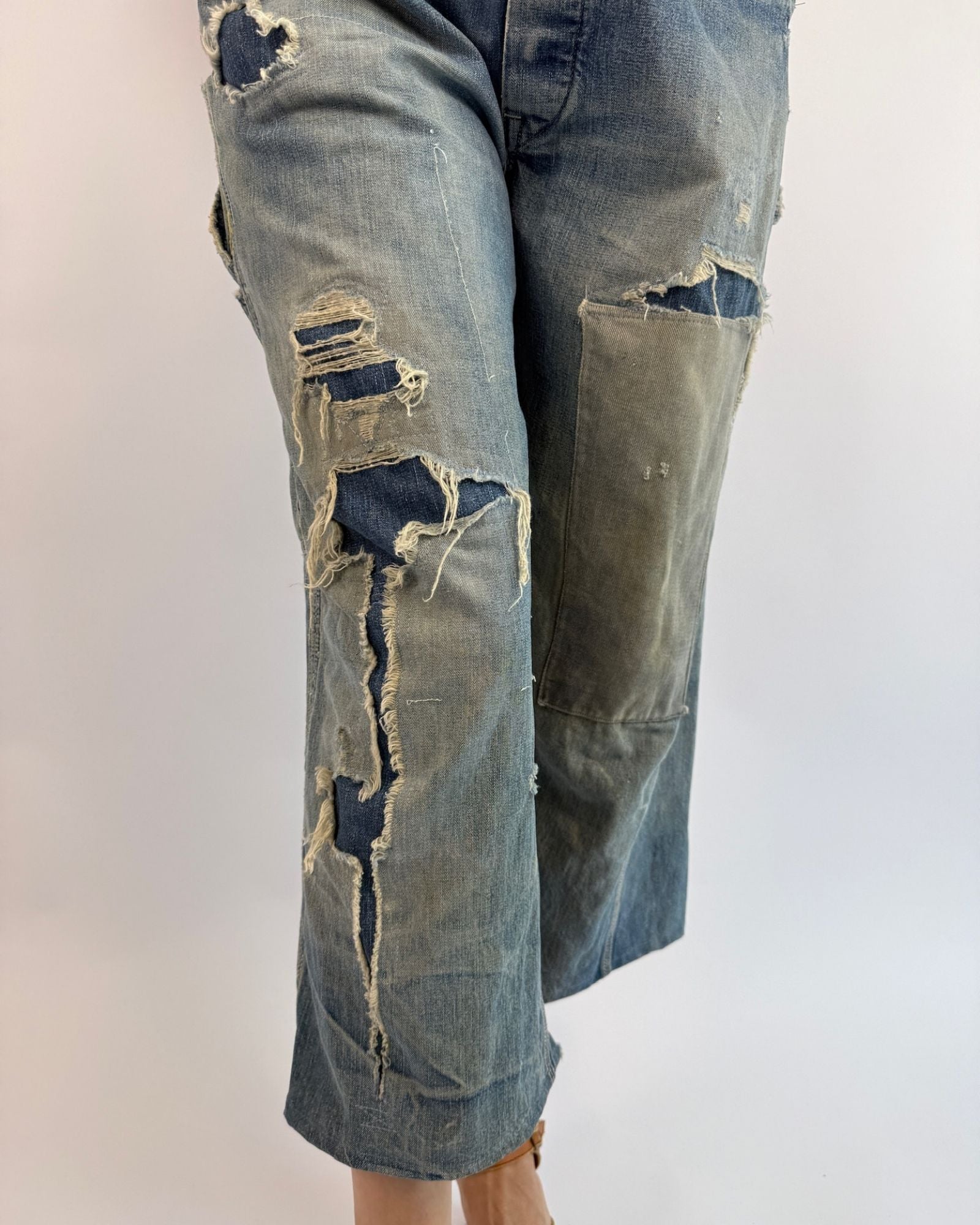 Patched and Thrashed Lee Overalls