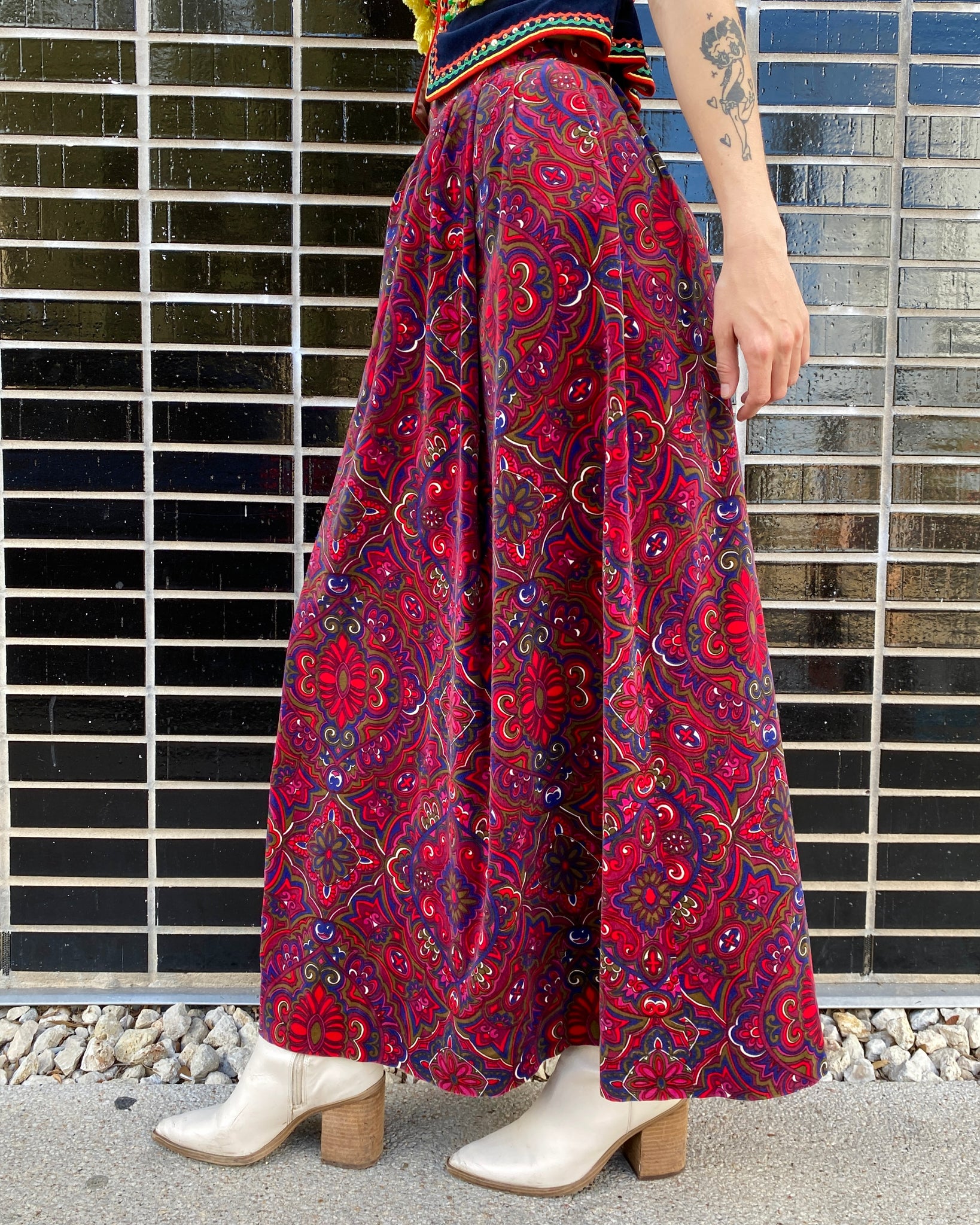 Psychedelic Velvet Paisley Maxi Skirt