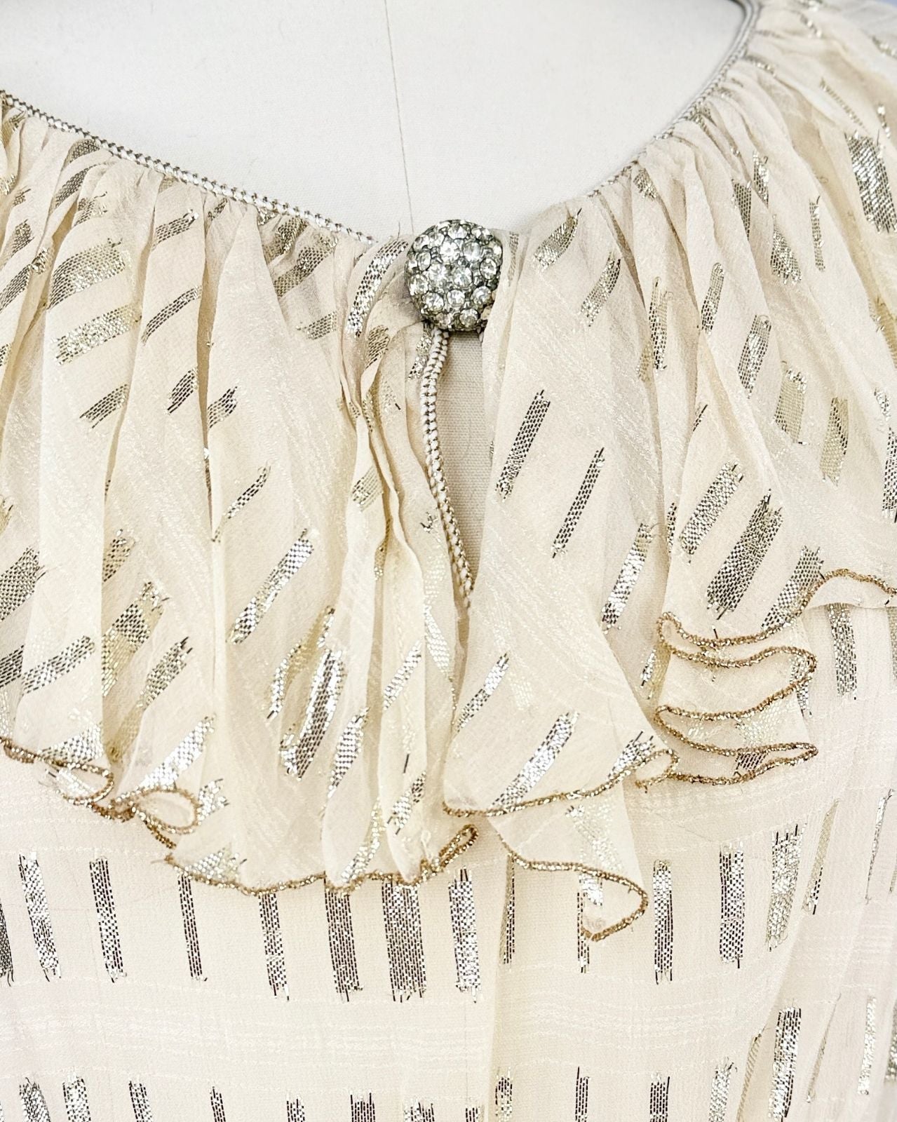 Gold Threaded Ruffle Blouse