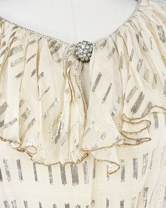 Gold Threaded Ruffle Blouse