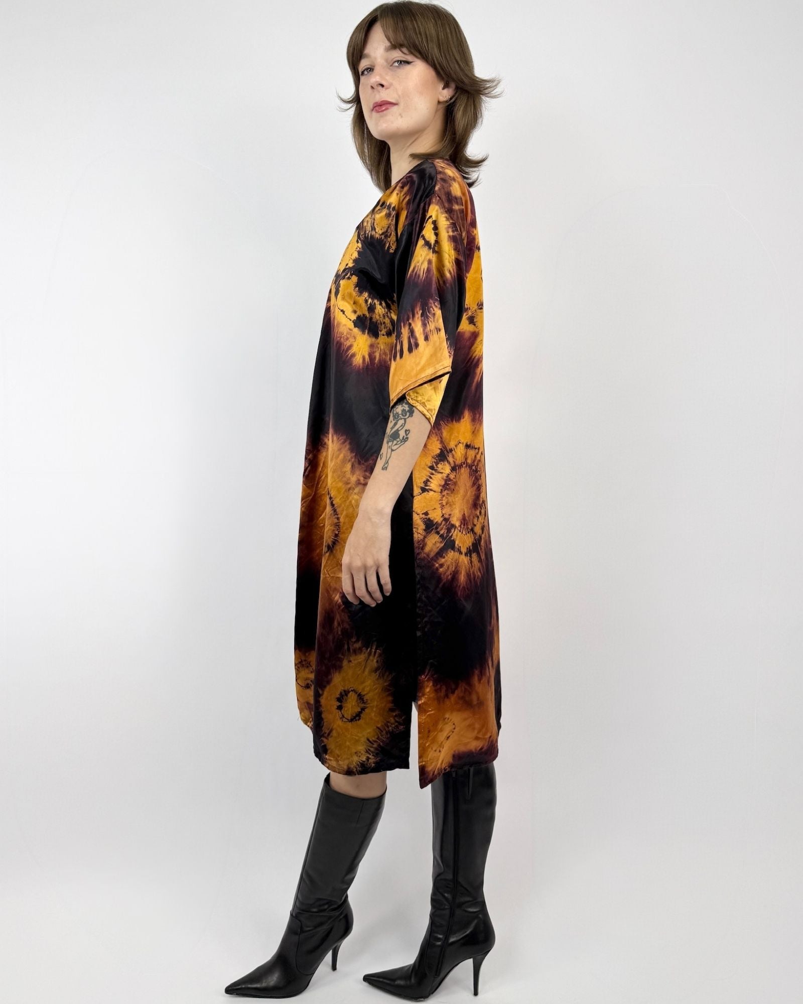 Amber Eclipse Tie Dye Satin Robe