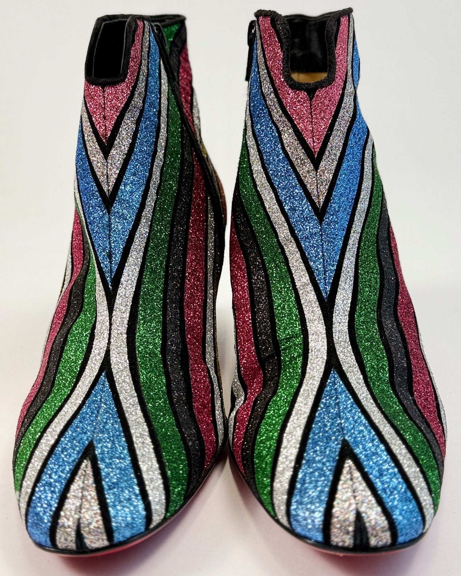 Christian Louboutin Candy Striped Glitter Booties