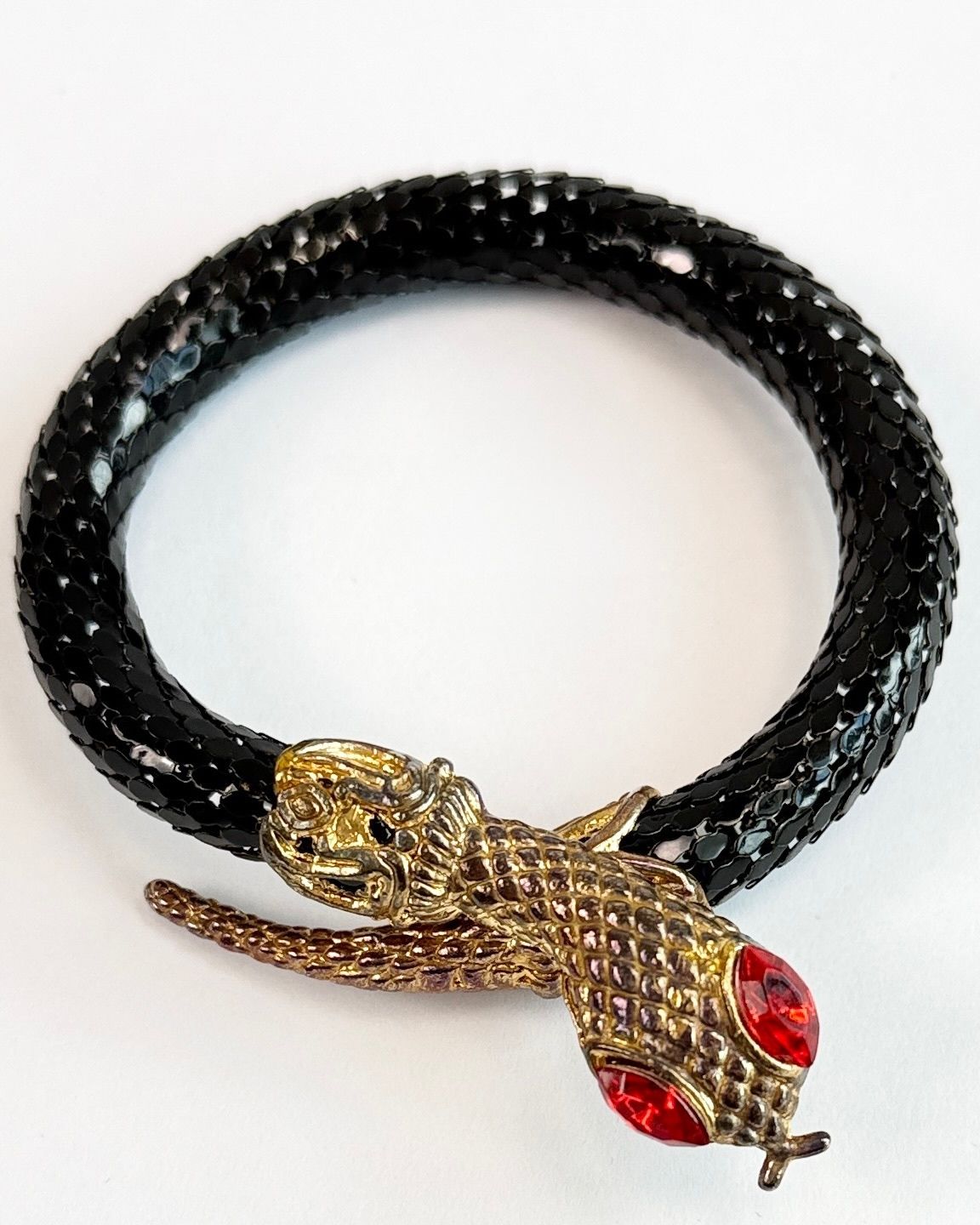 Black Snake Bracelet with Ruby Eyes