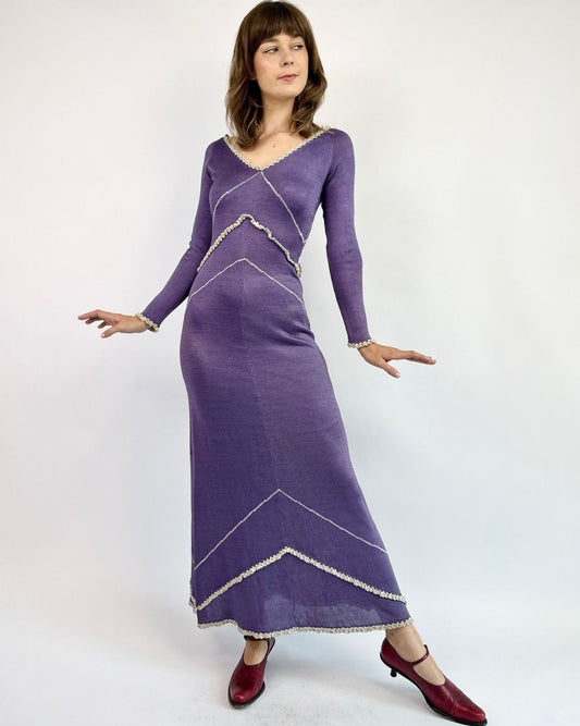1970s Lavender Lullaby Maxi Dress