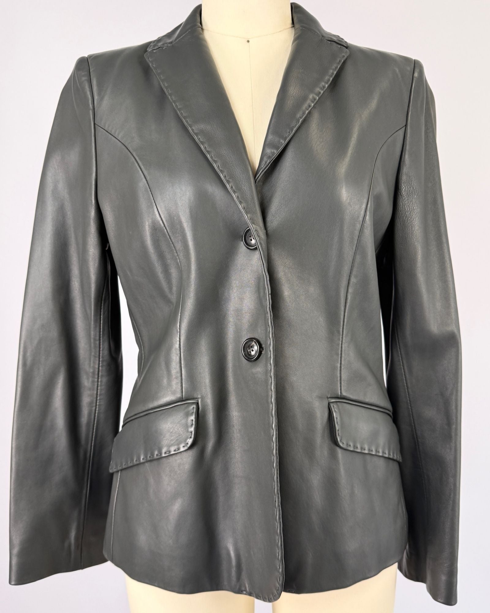 Piazza Sempione Elephant Gray Leather Jacket