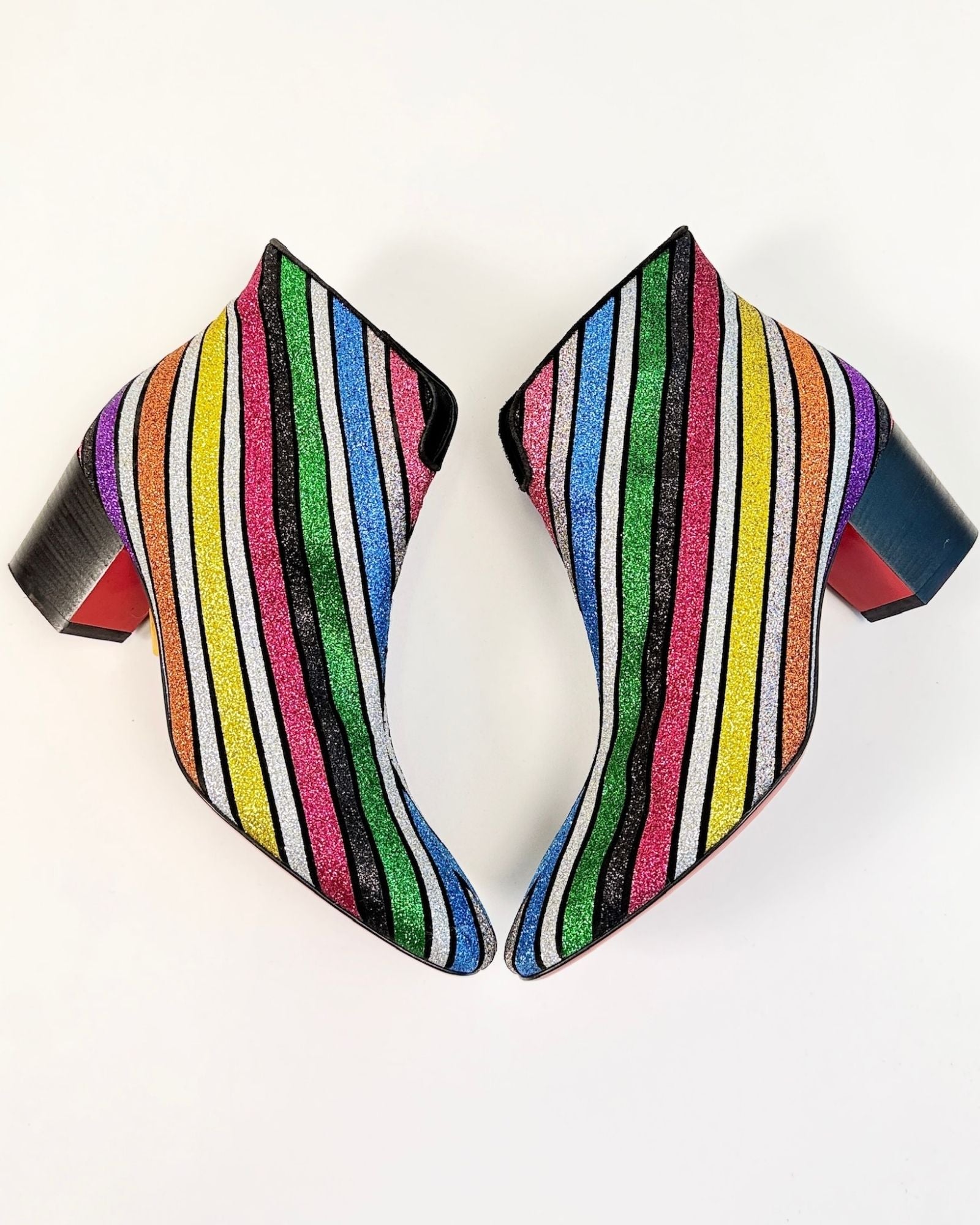 Christian Louboutin Candy Striped Glitter Booties