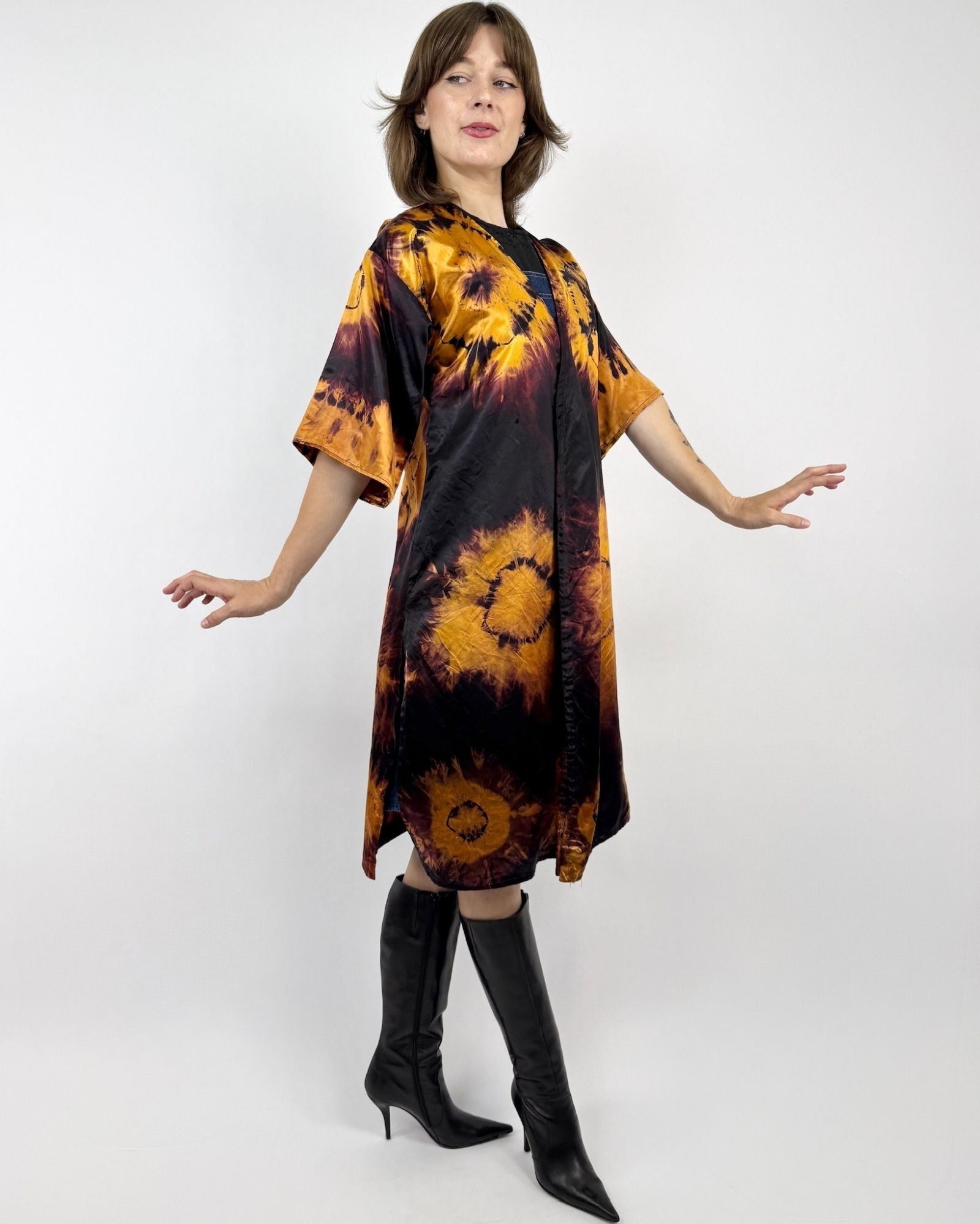 Amber Eclipse Tie Dye Satin Robe