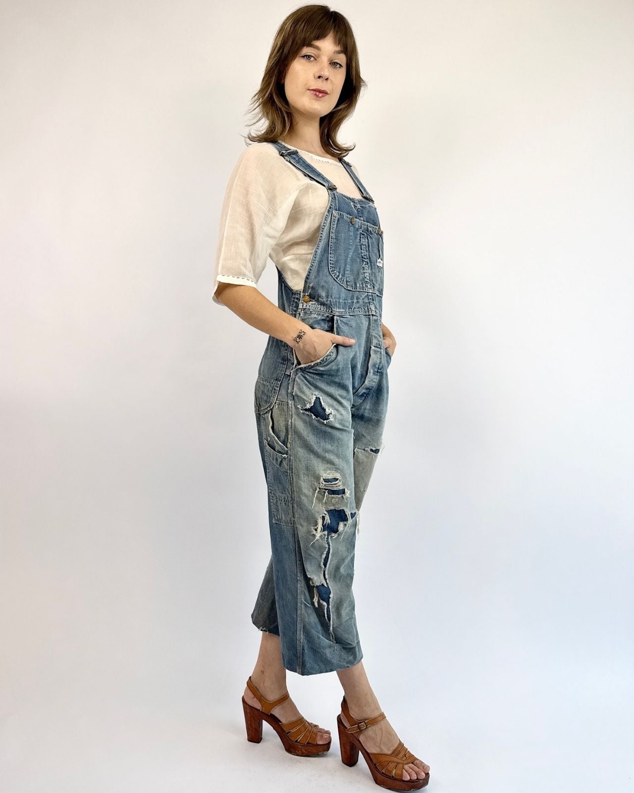 Patched and Thrashed Lee Overalls