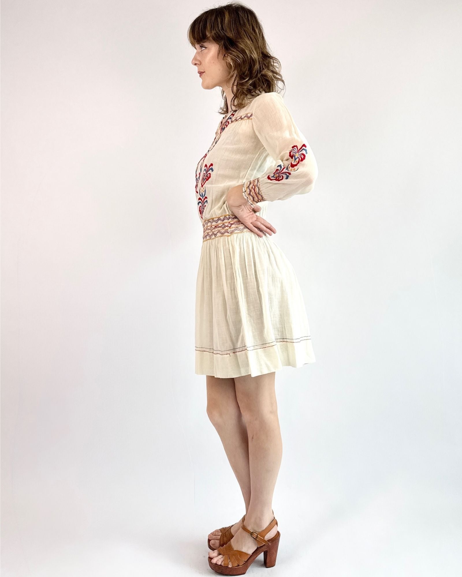 1930s Flowers Rise Hungarian Folk Art Dress