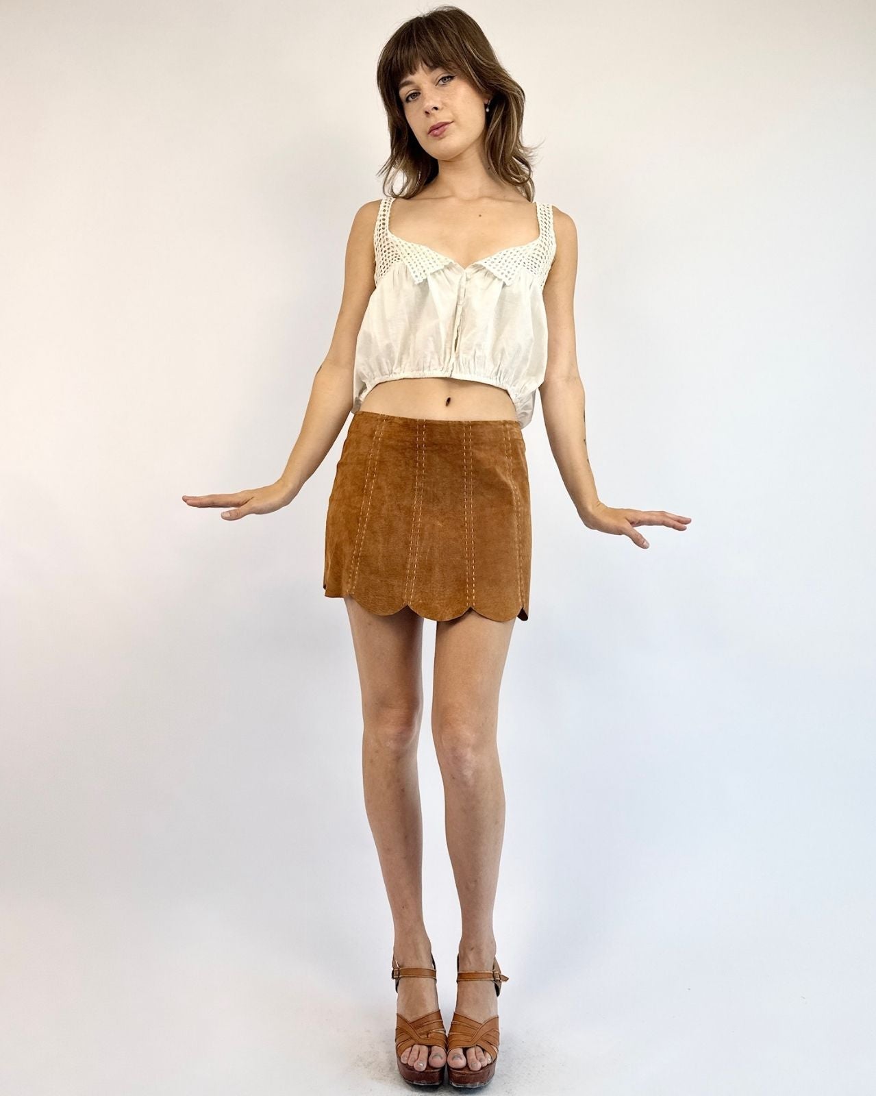 Curve Your Enthusiasm Scalloped Mini Skirt