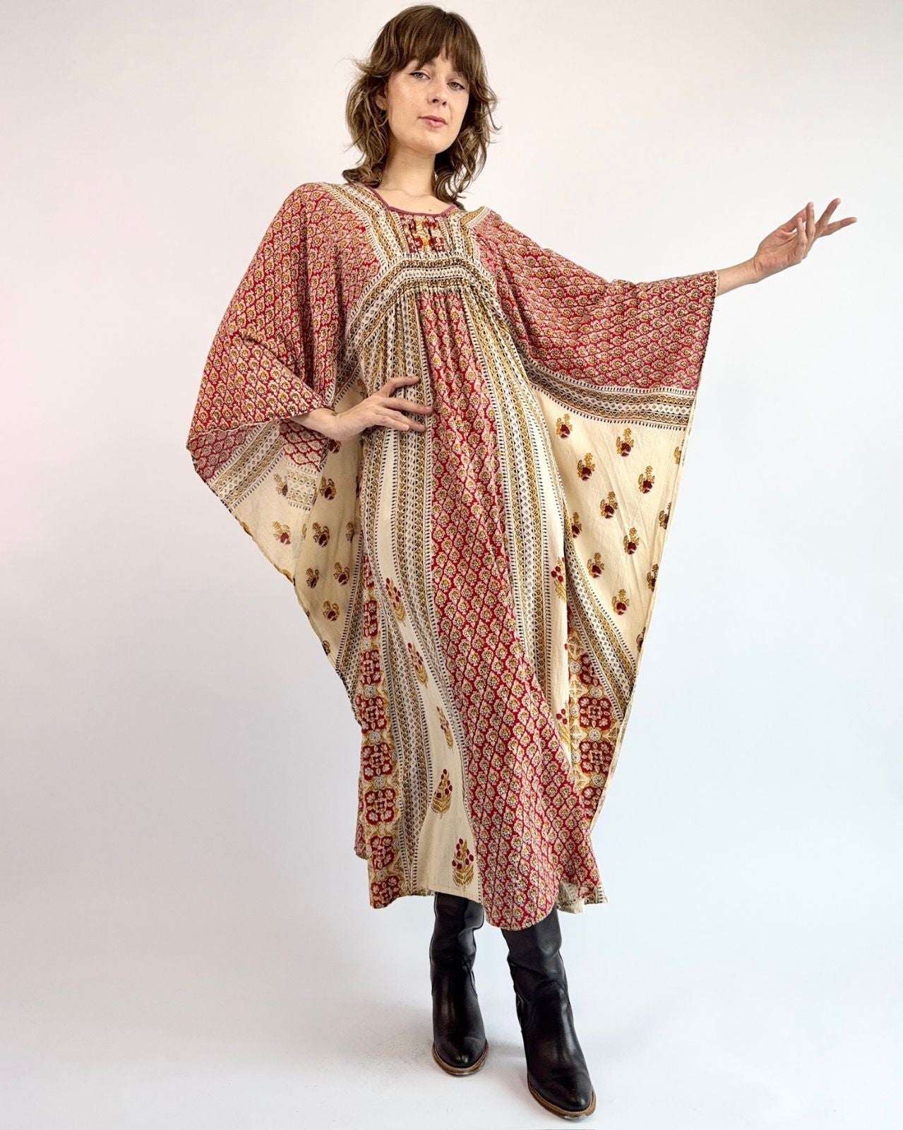 1970s Sandswept Gems Indian Cotton Caftan