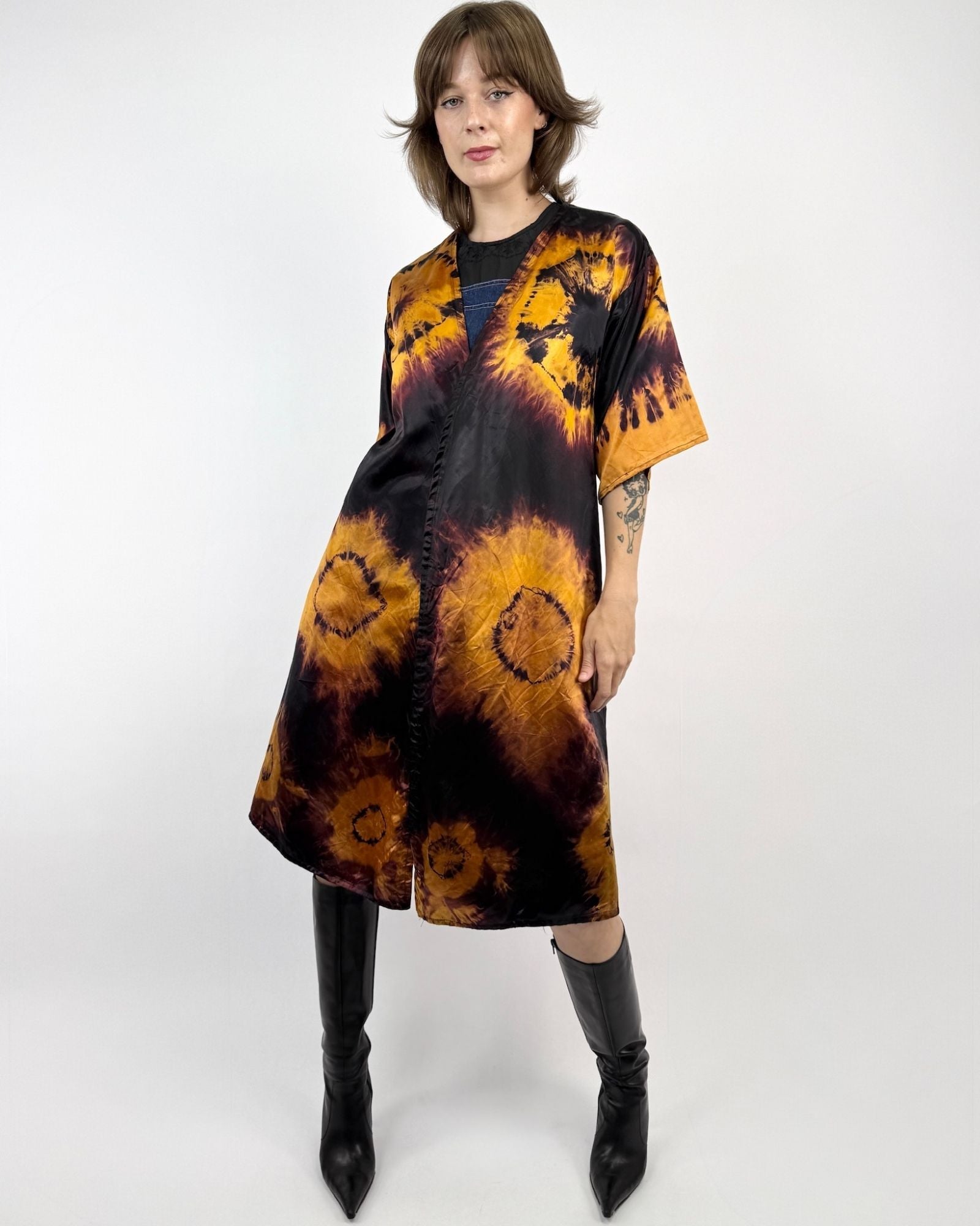 Amber Eclipse Tie Dye Satin Robe