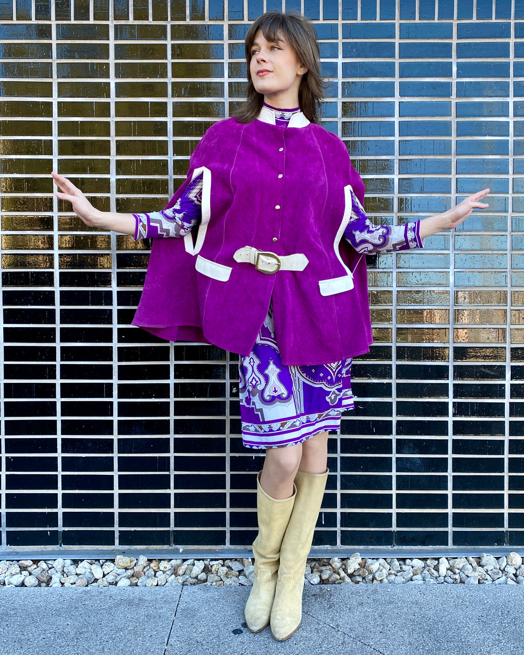 Groovy Grape 60' Suede Poncho