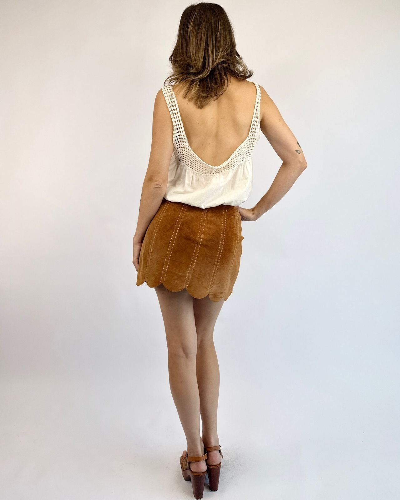 Curve Your Enthusiasm Scalloped Mini Skirt