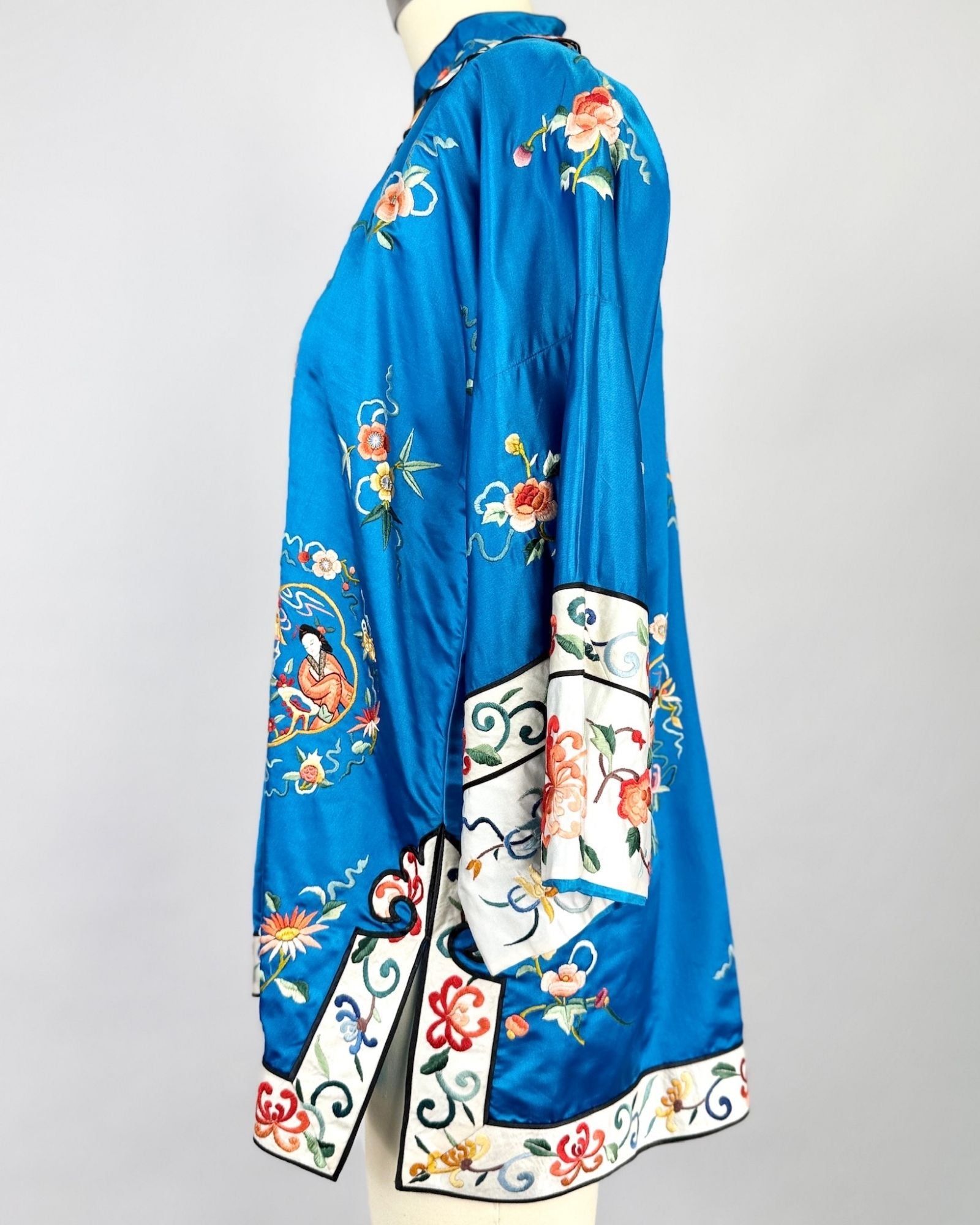 Turquoise Embroidered Silk Jacket