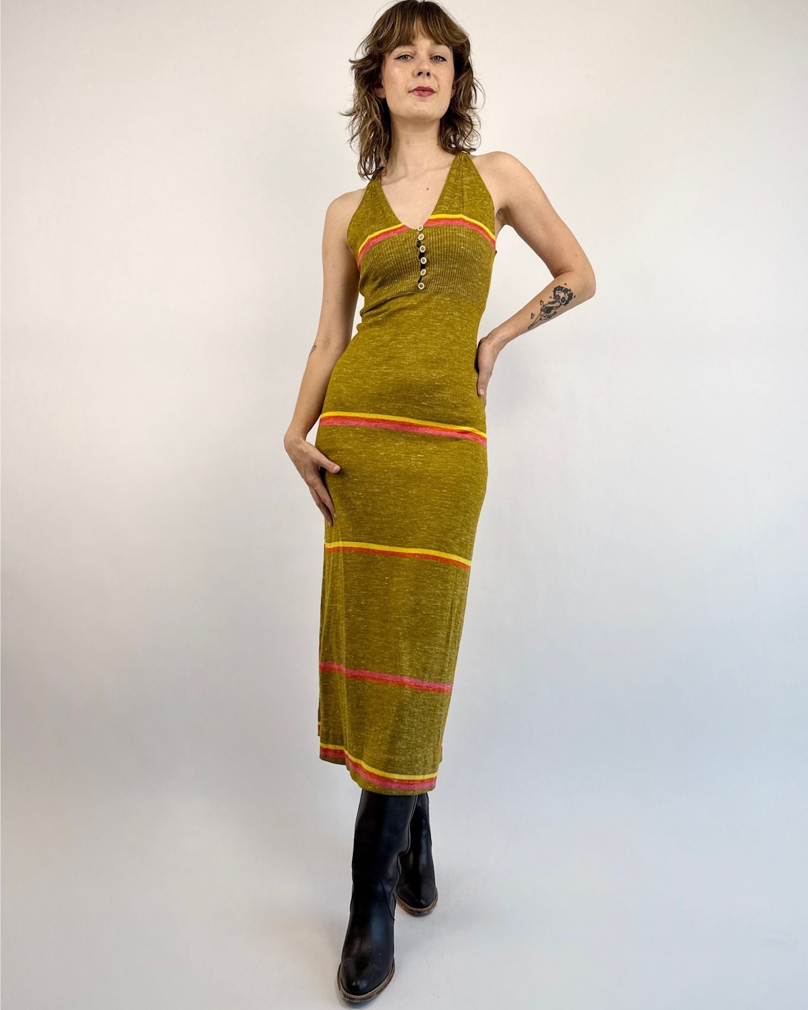 60s Draw The Line Knit Maxi Dress