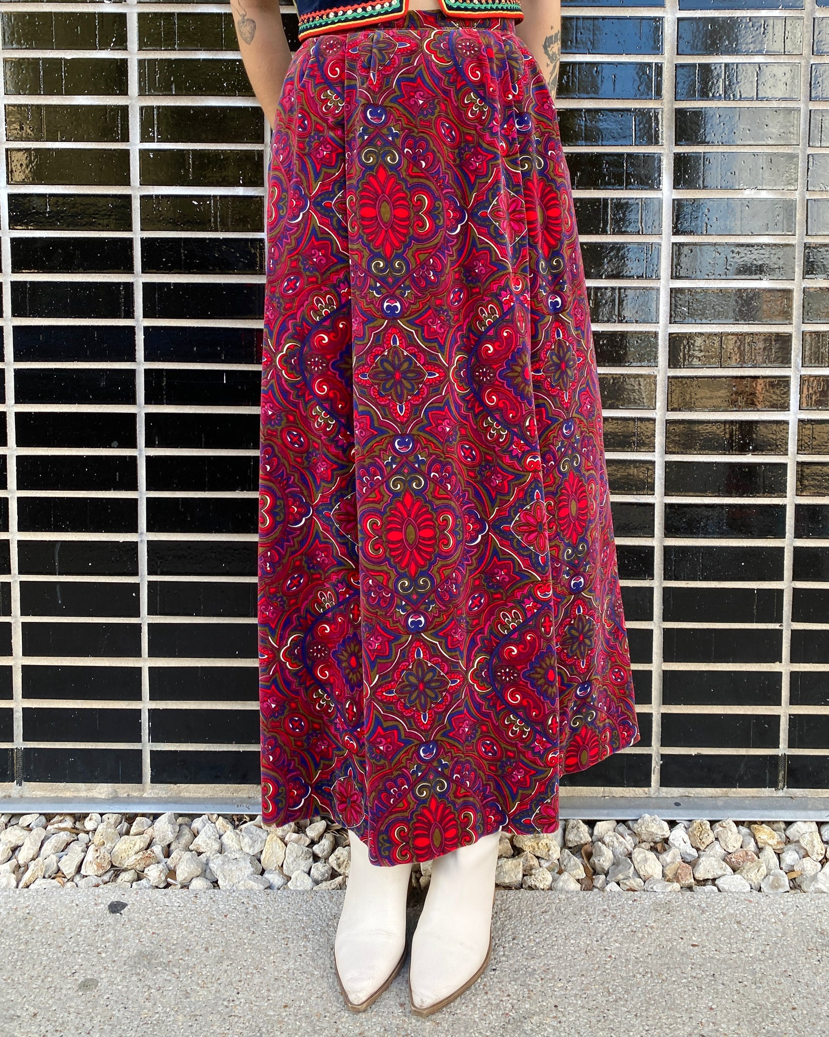 Psychedelic Velvet Paisley Maxi Skirt